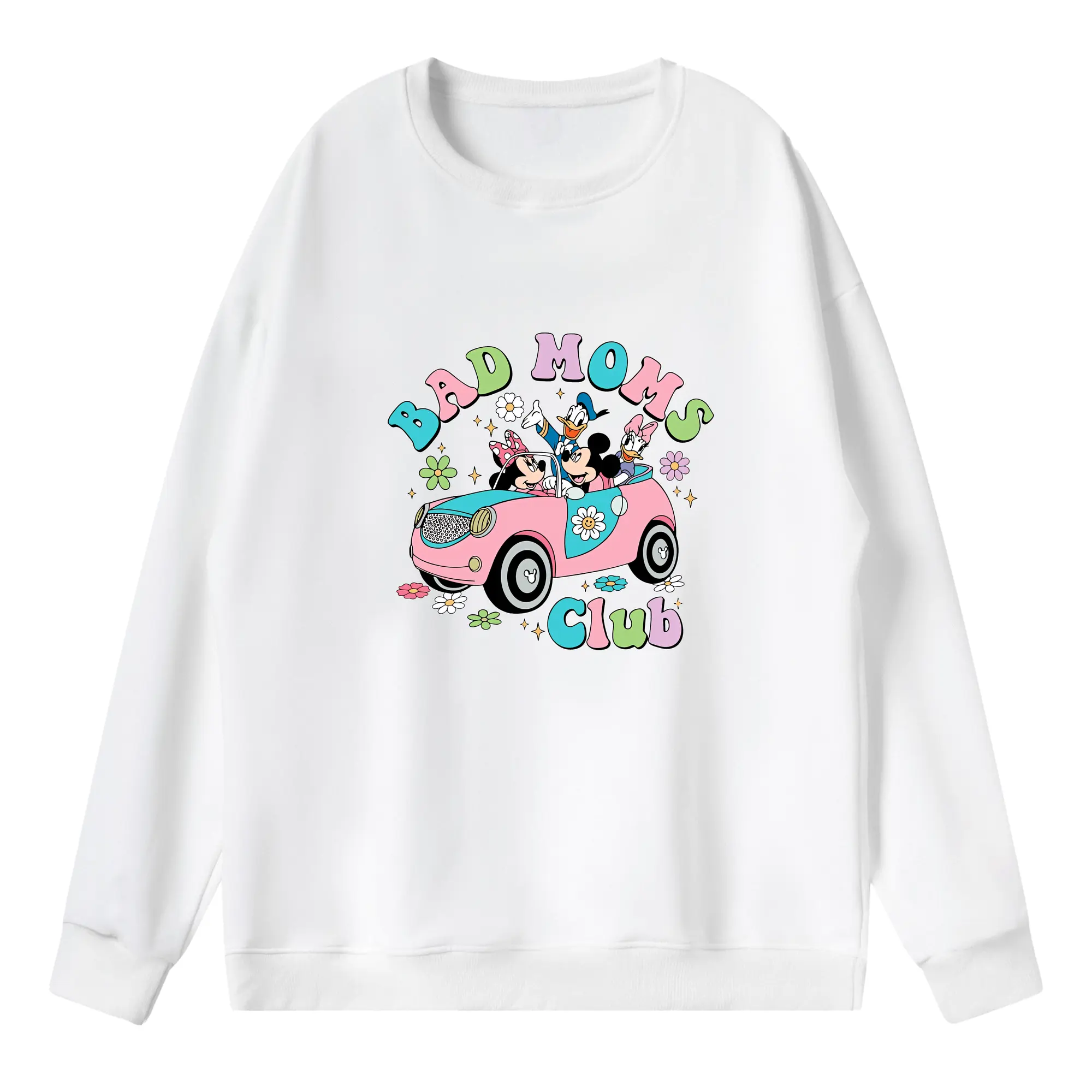 ミッキーマウス（Mickey Mouse） グッズ ミニーマウス（Minnie Mouse） - 薄手 クルーネック スウェット 裏毛260g · ポリエステル 春秋向け カジュアル 男女兼用 · トレーナー デイリー スポーツ 散歩に最適