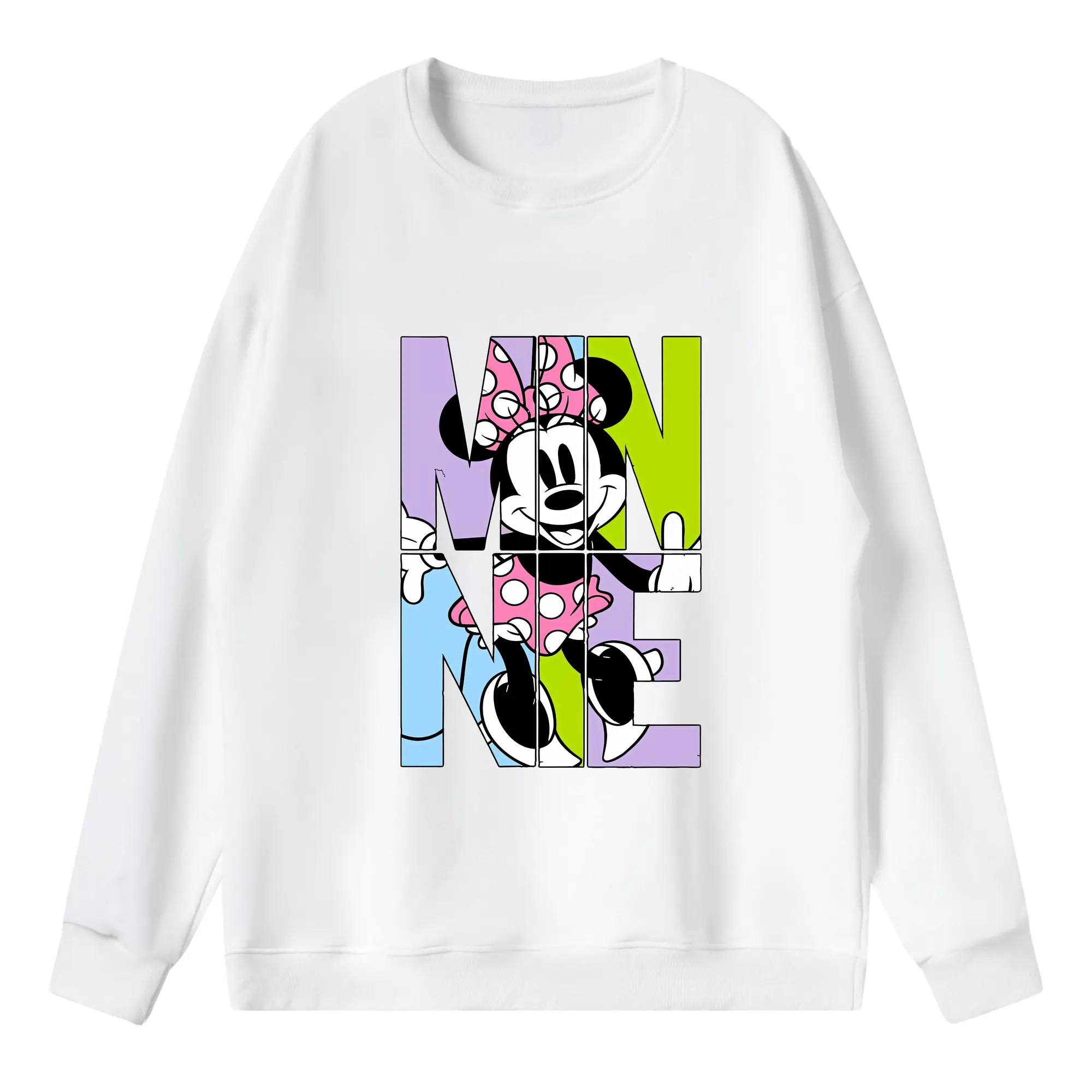 ミッキーマウス（Mickey Mouse） グッズ ミニーマウス（Minnie Mouse） - 薄手 クルーネック スウェット 裏毛260g · ポリエステル 春秋向け カジュアル 男女兼用 · トレーナー デイリー スポーツ 散歩に最適