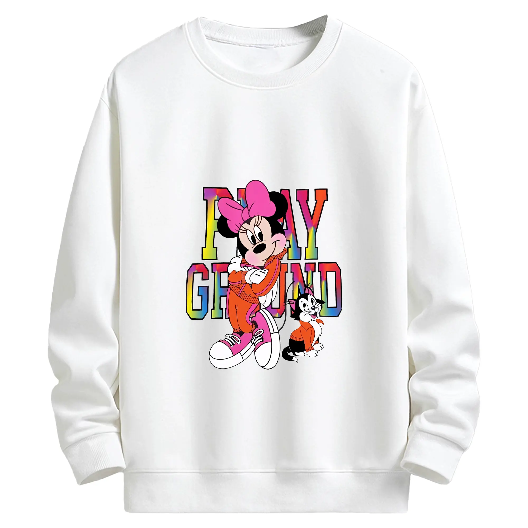 ミッキーマウス（Mickey Mouse） グッズ ミニーマウス（Minnie Mouse） - キッズ クルーネックスウェットシャツ ・ フロントプリント ・ 綿80％ ポリエステル20％ ・ 快適 通学 スポーツ 日常使い お散歩用