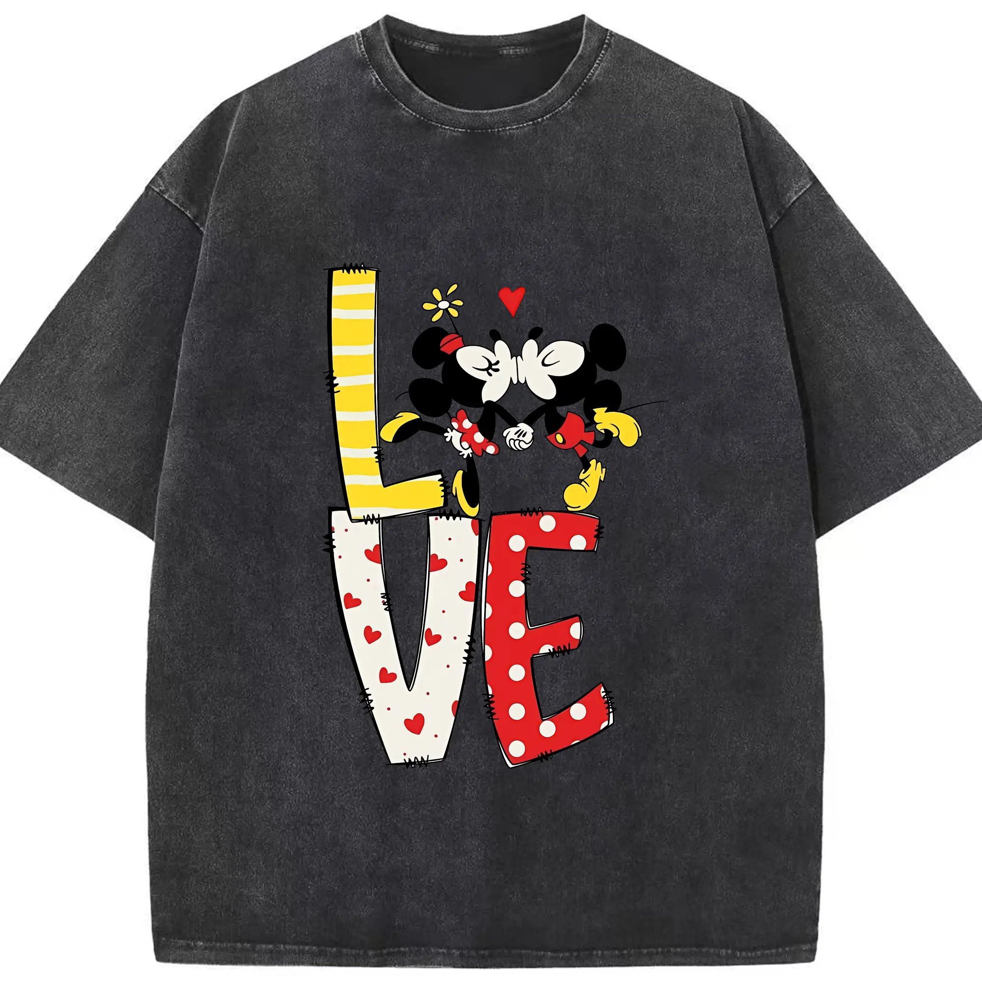 ミッキーマウス（Mickey Mouse） グッズ ミニーマウス（Minnie Mouse） - 綿100％ ヴィンテージ風 半袖Tシャツ ・ フロントプリント ・ 柔らか肌触り ・ 通気性 快適 ・ スポーツ カジュアル 外出用