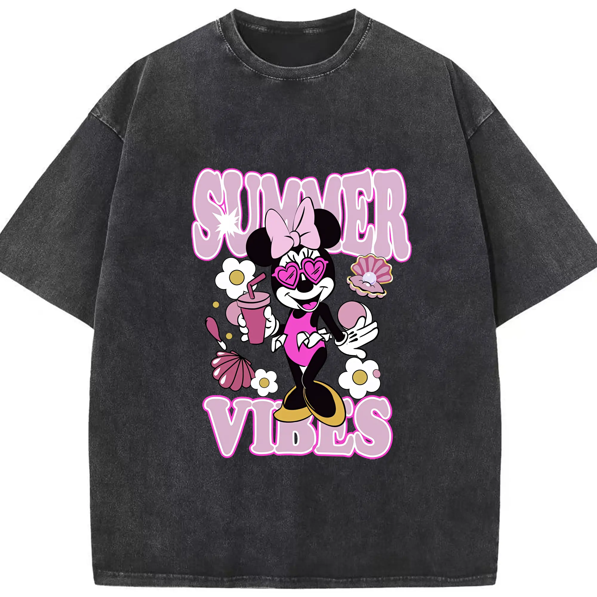 ミッキーマウス（Mickey Mouse） グッズ ミニーマウス（Minnie Mouse） - 綿100％ ヴィンテージ風 半袖Tシャツ ・ フロントプリント ・ 柔らか肌触り ・ 通気性 快適 ・ スポーツ カジュアル 外出用