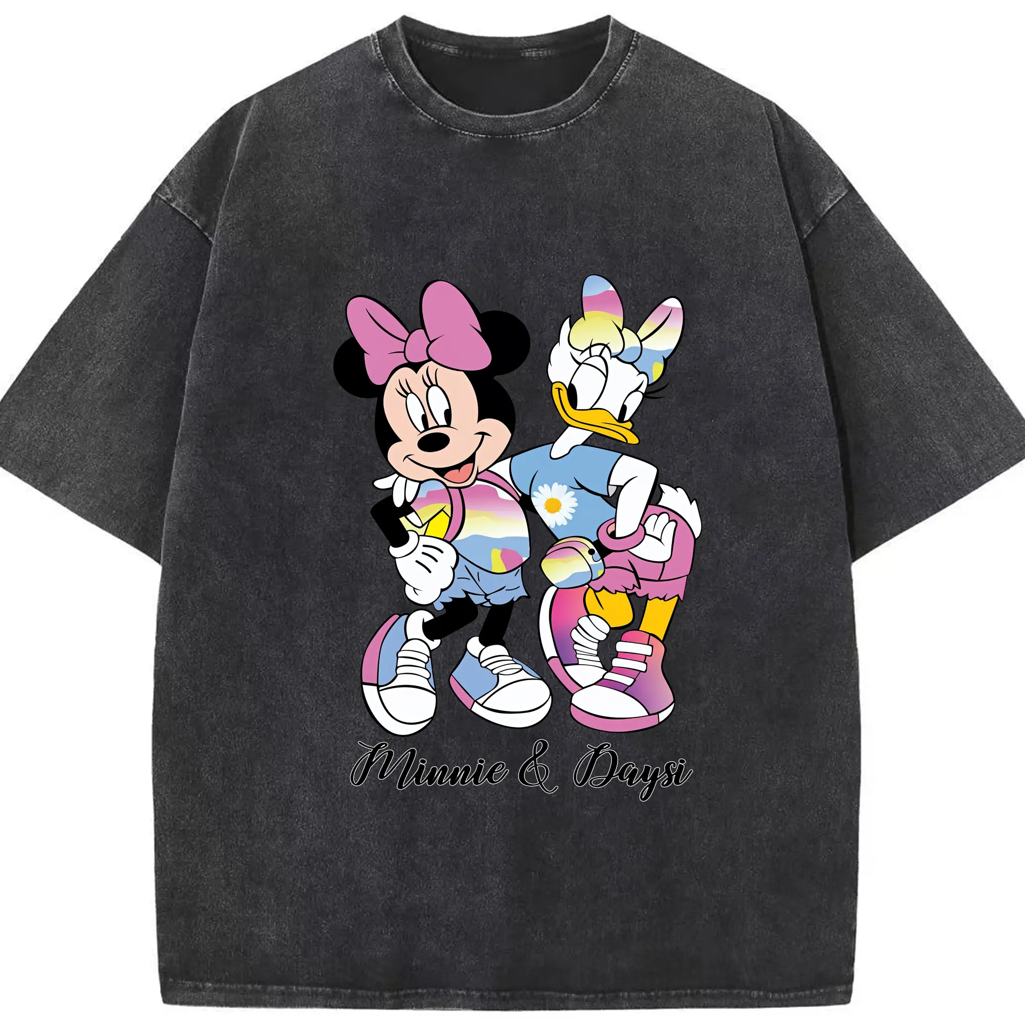 ミッキーマウス（Mickey Mouse） グッズ ミニーマウス（Minnie Mouse） - 綿100％ ヴィンテージ風 半袖Tシャツ ・ フロントプリント ・ 柔らか肌触り ・ 通気性 快適 ・ スポーツ カジュアル 外出用