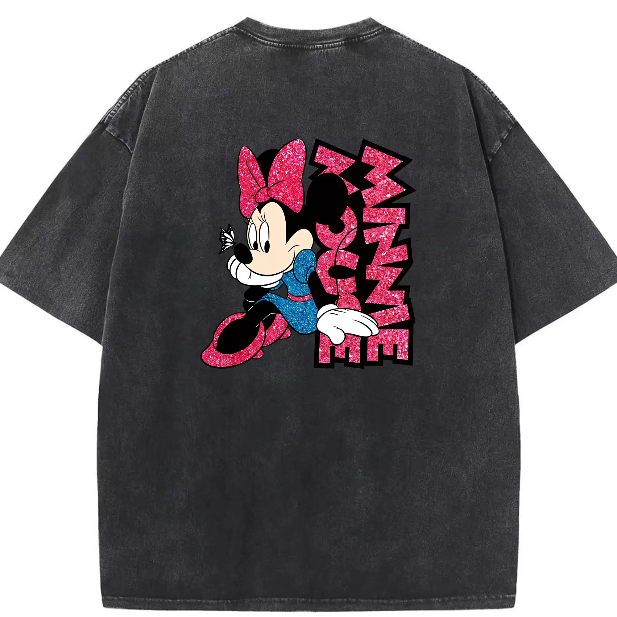 ミッキーマウス（Mickey Mouse） グッズ ミニーマウス（Minnie Mouse） - 綿100％ ヴィンテージ風 半袖Tシャツ ・ 背面プリント ・ 柔らか肌触り ・ 通気性 快適 ・ スポーツ カジュアル 外出用