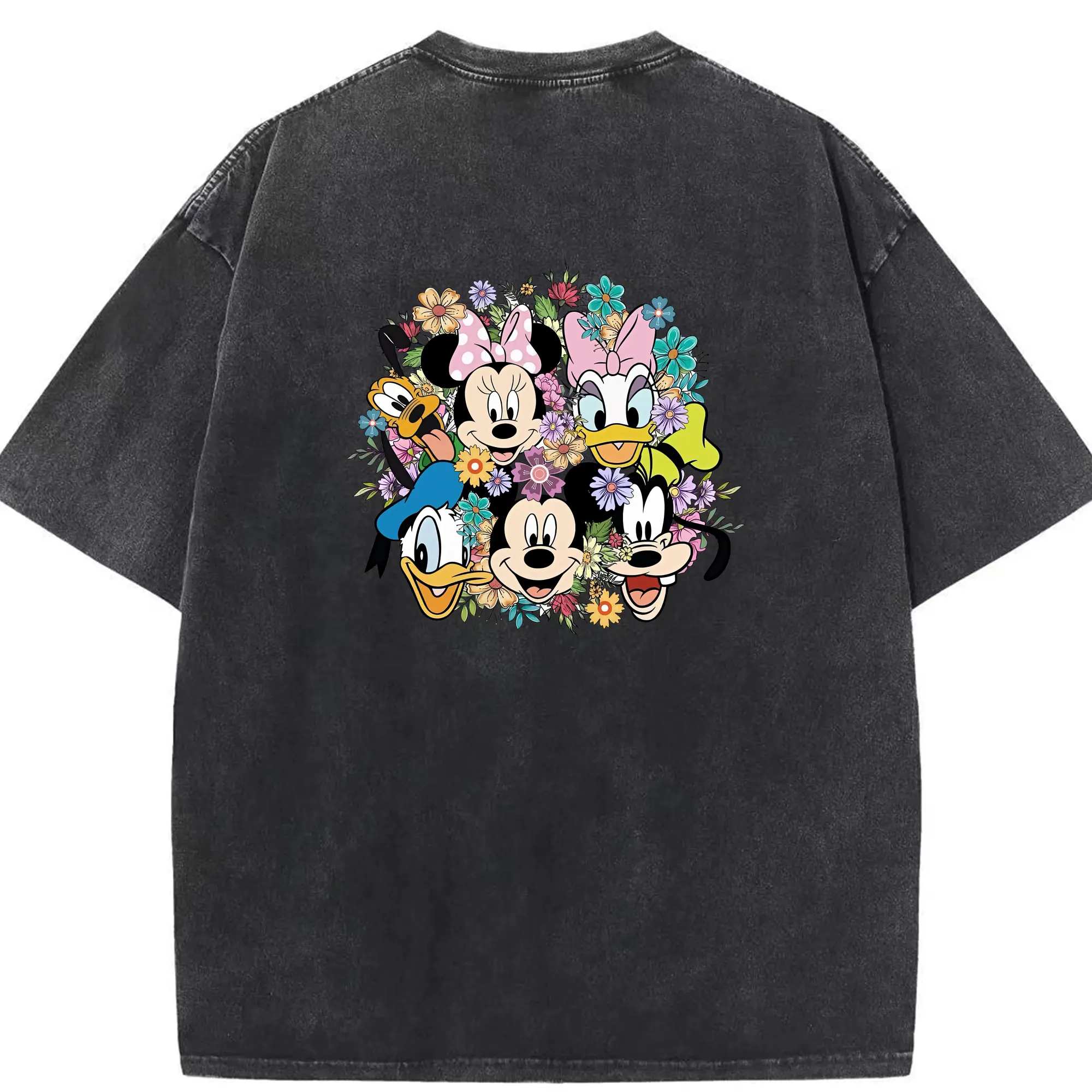 ミッキーマウス（Mickey Mouse） グッズ ミニーマウス（Minnie Mouse） - 綿100％ ヴィンテージ風 半袖Tシャツ ・ 背面プリント ・ 柔らか肌触り ・ 通気性 快適 ・ スポーツ カジュアル 外出用