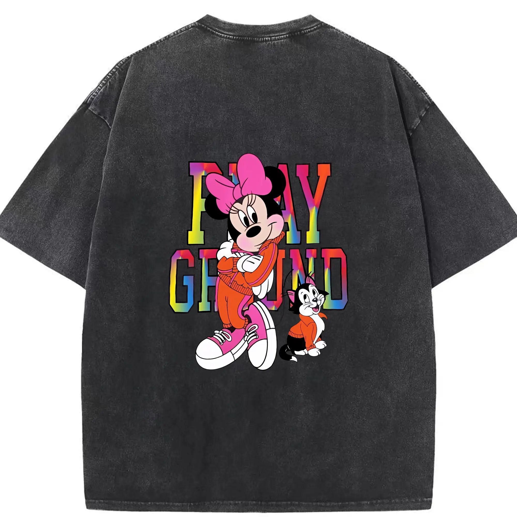 ミッキーマウス（Mickey Mouse） グッズ ミニーマウス（Minnie Mouse） - 綿100％ ヴィンテージ風 半袖Tシャツ ・ 背面プリント ・ 柔らか肌触り ・ 通気性 快適 ・ スポーツ カジュアル 外出用