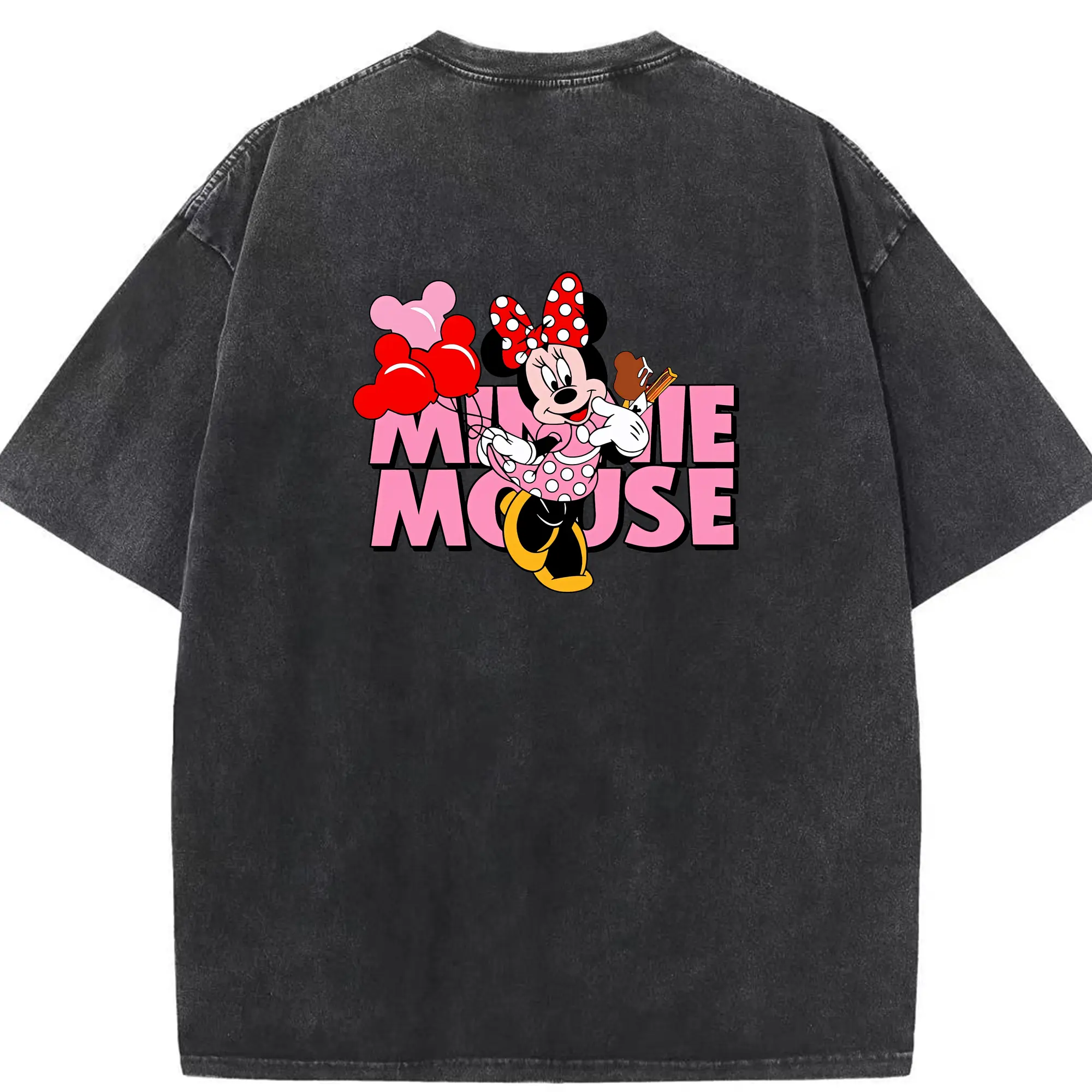 ミッキーマウス（Mickey Mouse） グッズ ミニーマウス（Minnie Mouse） - 綿100％ ヴィンテージ風 半袖Tシャツ ・ 背面プリント ・ 柔らか肌触り ・ 通気性 快適 ・ スポーツ カジュアル 外出用