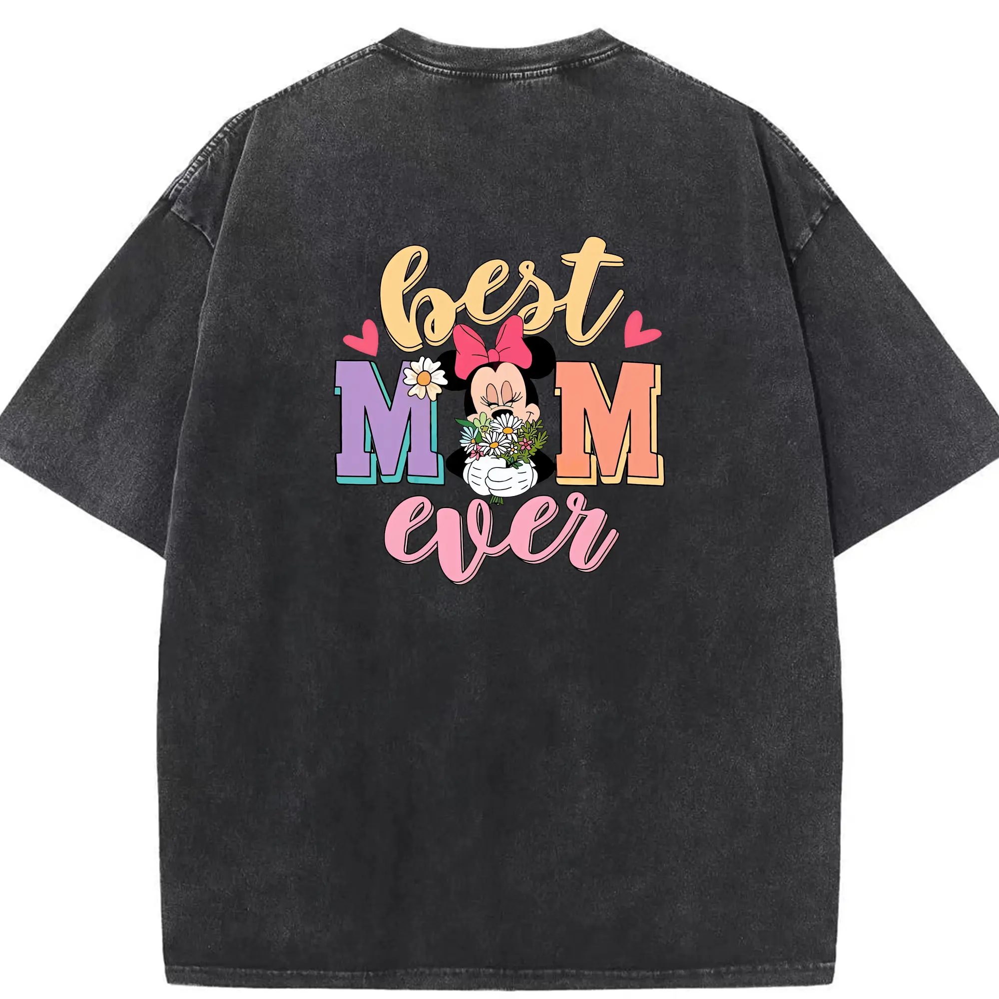 ミッキーマウス（Mickey Mouse） グッズ ミニーマウス（Minnie Mouse） - 綿100％ ヴィンテージ風 半袖Tシャツ ・ 背面プリント ・ 柔らか肌触り ・ 通気性 快適 ・ スポーツ カジュアル 外出用