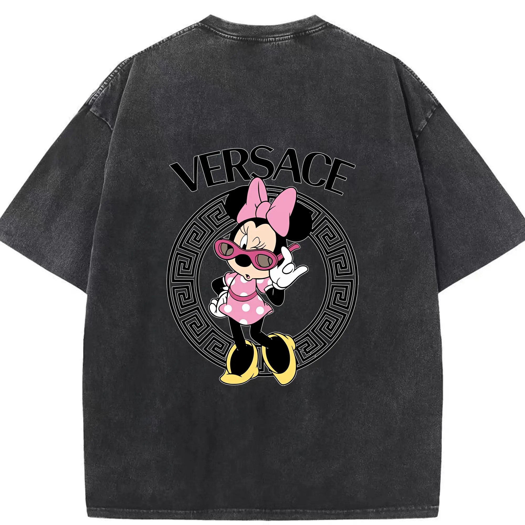 ミッキーマウス（Mickey Mouse） グッズ ミニーマウス（Minnie Mouse） - 綿100％ ヴィンテージ風 半袖Tシャツ ・ 背面プリント ・ 柔らか肌触り ・ 通気性 快適 ・ スポーツ カジュアル 外出用