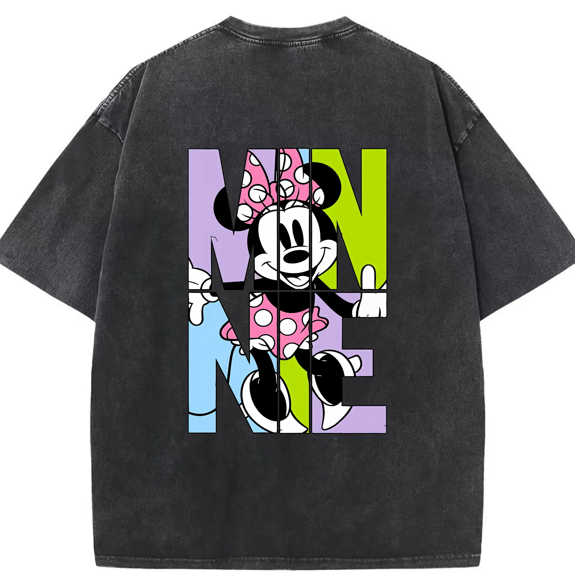 ミッキーマウス（Mickey Mouse） グッズ ミニーマウス（Minnie Mouse） - 綿100％ ヴィンテージ風 半袖Tシャツ ・ 背面プリント ・ 柔らか肌触り ・ 通気性 快適 ・ スポーツ カジュアル 外出用