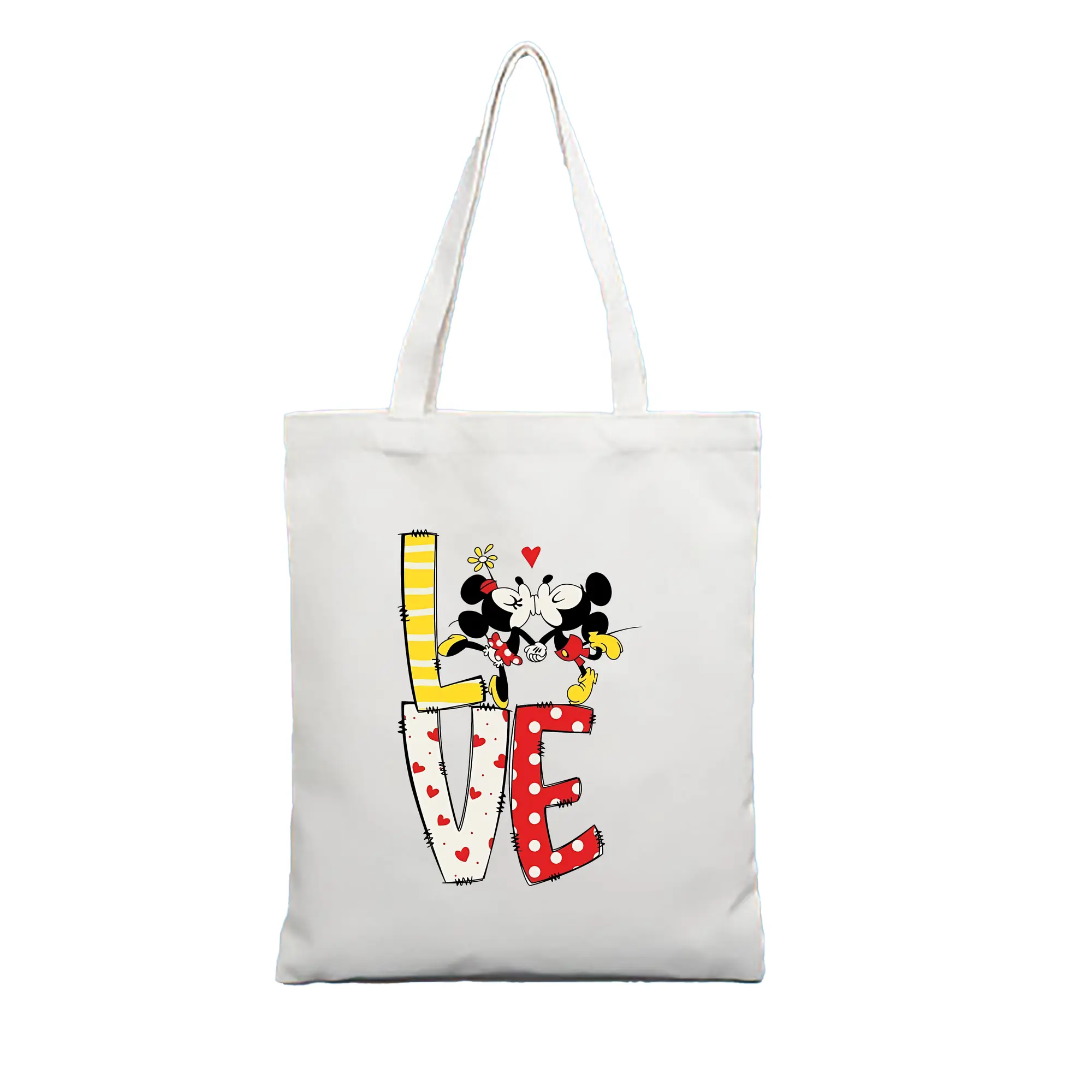 ミッキーマウス（Mickey Mouse） グッズ ミニーマウス（Minnie Mouse） - 縦型キャンバス手提げバッグ（トートバッグ） ・ キャンバス素材 ・ ショッピング用 ・ 軽量 丈夫 お手入れ簡単