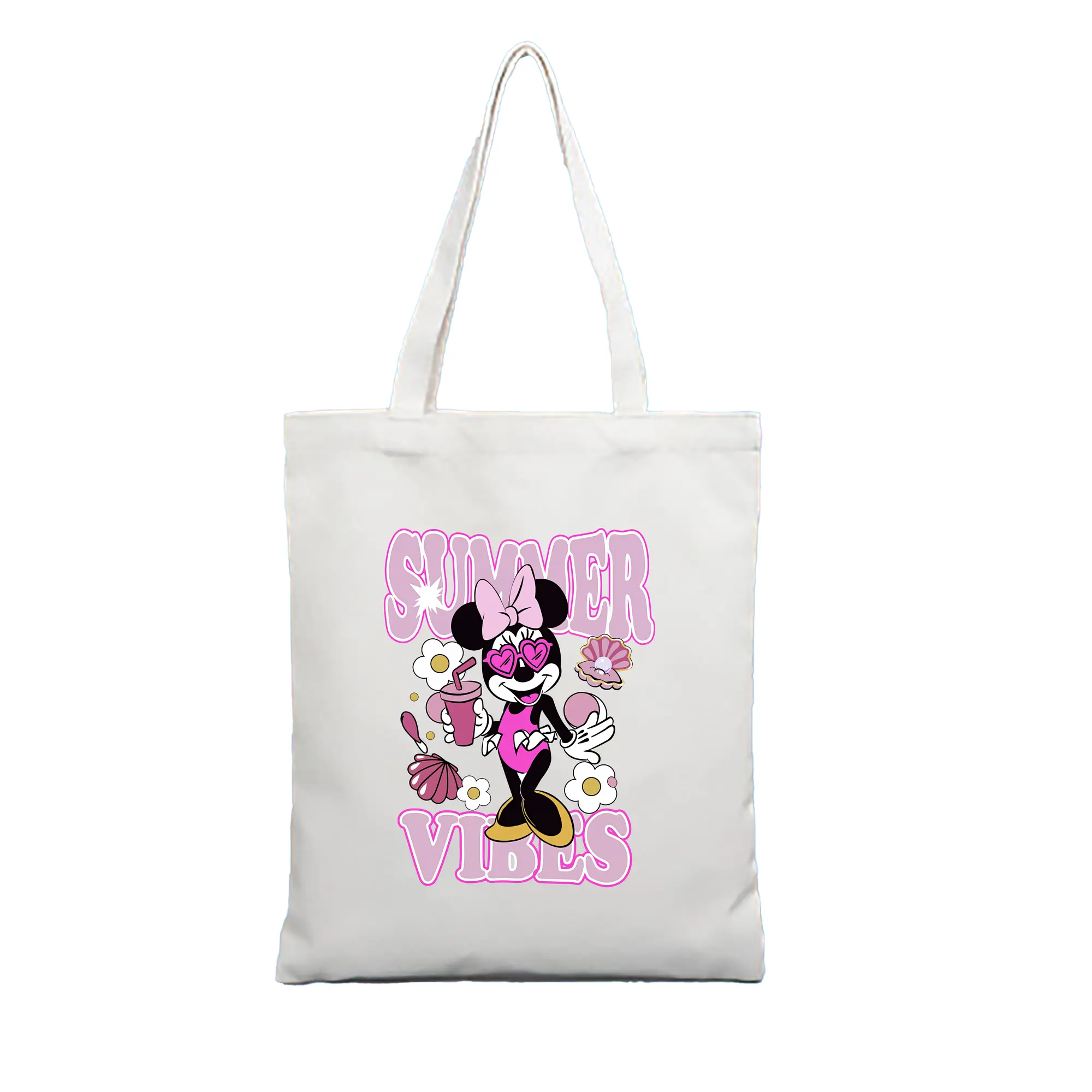 ミッキーマウス（Mickey Mouse） グッズ ミニーマウス（Minnie Mouse） - 縦型キャンバス手提げバッグ（トートバッグ） ・ キャンバス素材 ・ ショッピング用 ・ 軽量 丈夫 お手入れ簡単