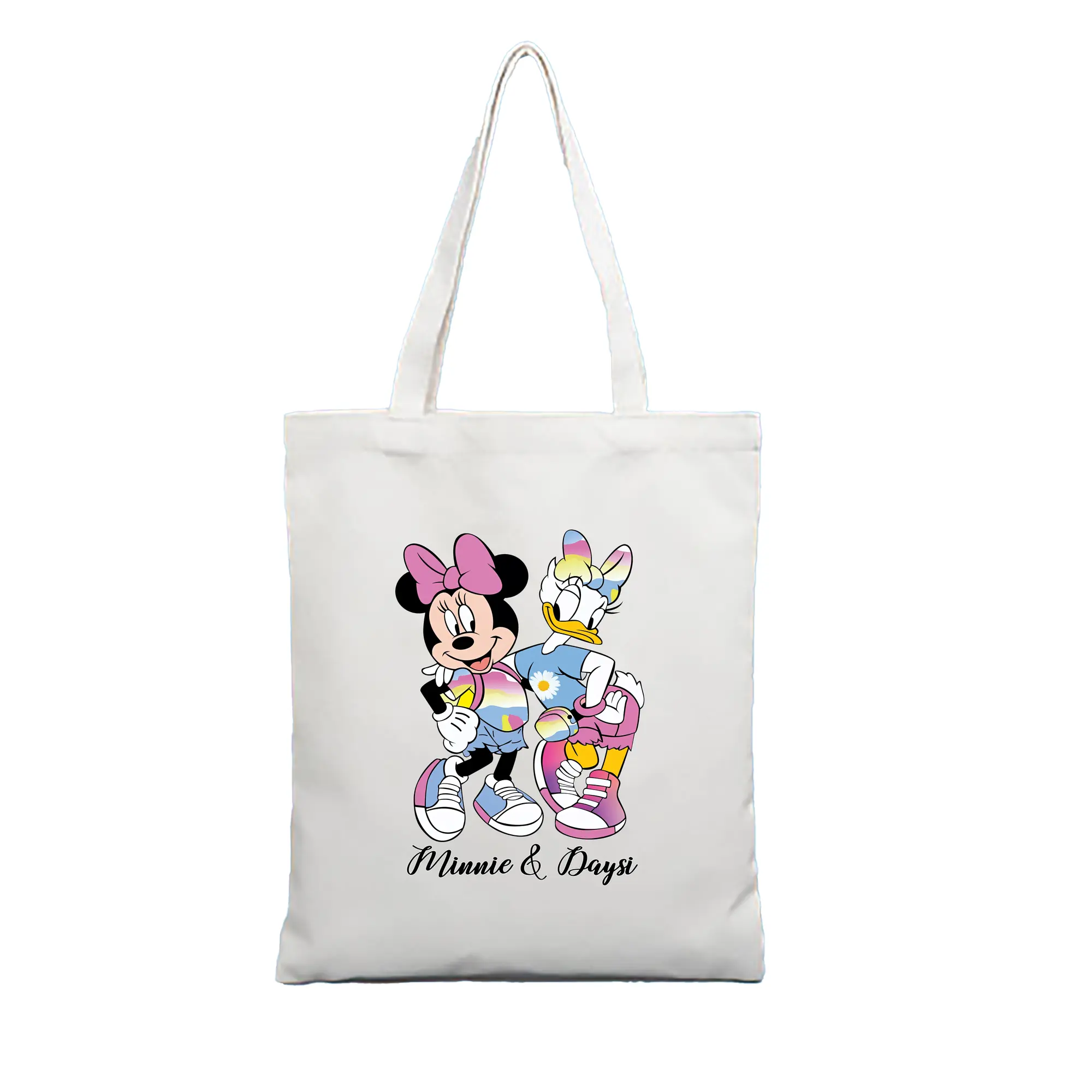 ミッキーマウス（Mickey Mouse） グッズ ミニーマウス（Minnie Mouse） - 縦型キャンバス手提げバッグ（トートバッグ） ・ キャンバス素材 ・ ショッピング用 ・ 軽量 丈夫 お手入れ簡単