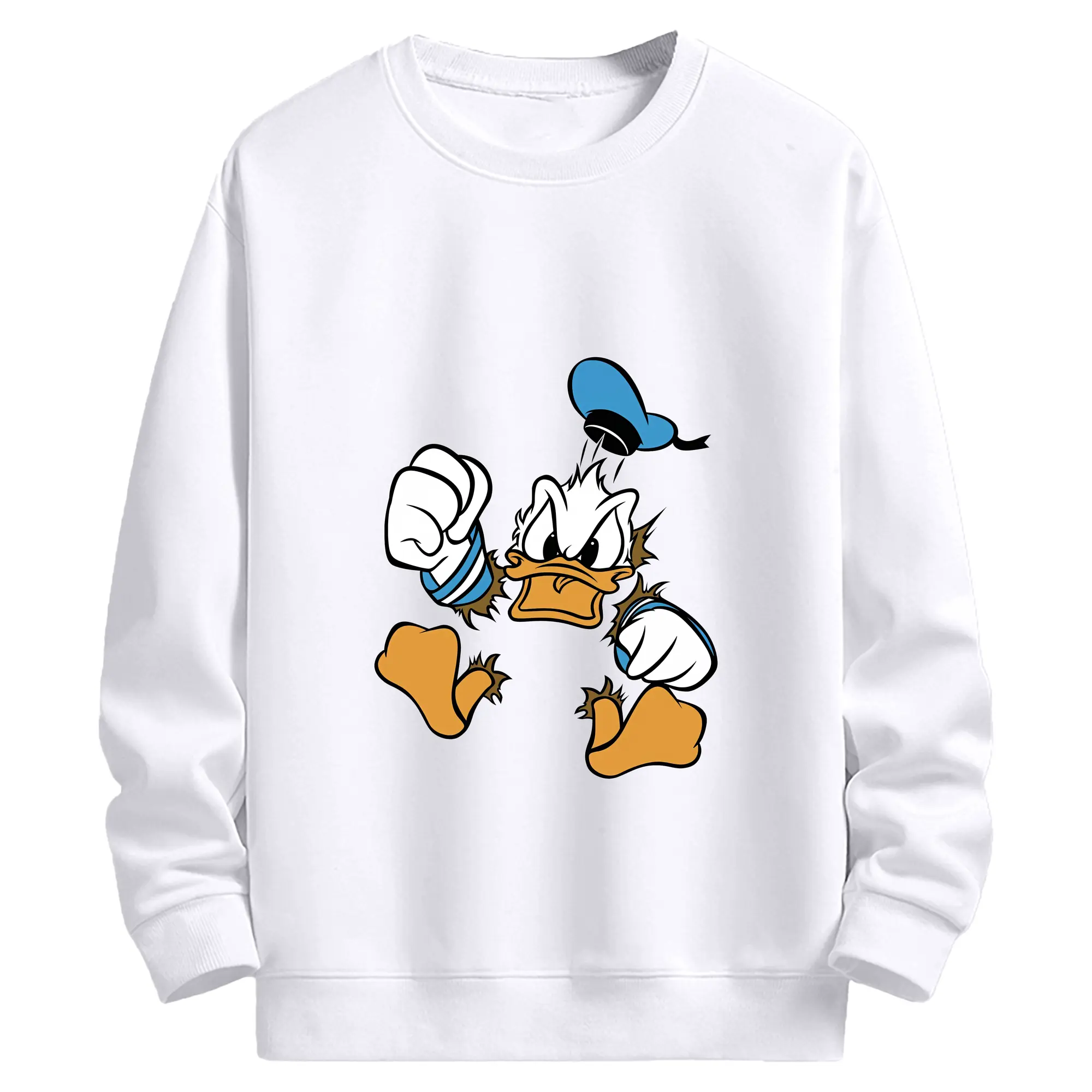 ミッキーマウス（Mickey Mouse） グッズ ドナルドダック（Donald Duck） - 高品質 クルーネック スウェット ・ コットン59％ ポリエステル41％ ・ ユニセックス 長袖 トレーナー ・ カジュアル デイリー スポーツ 散歩用