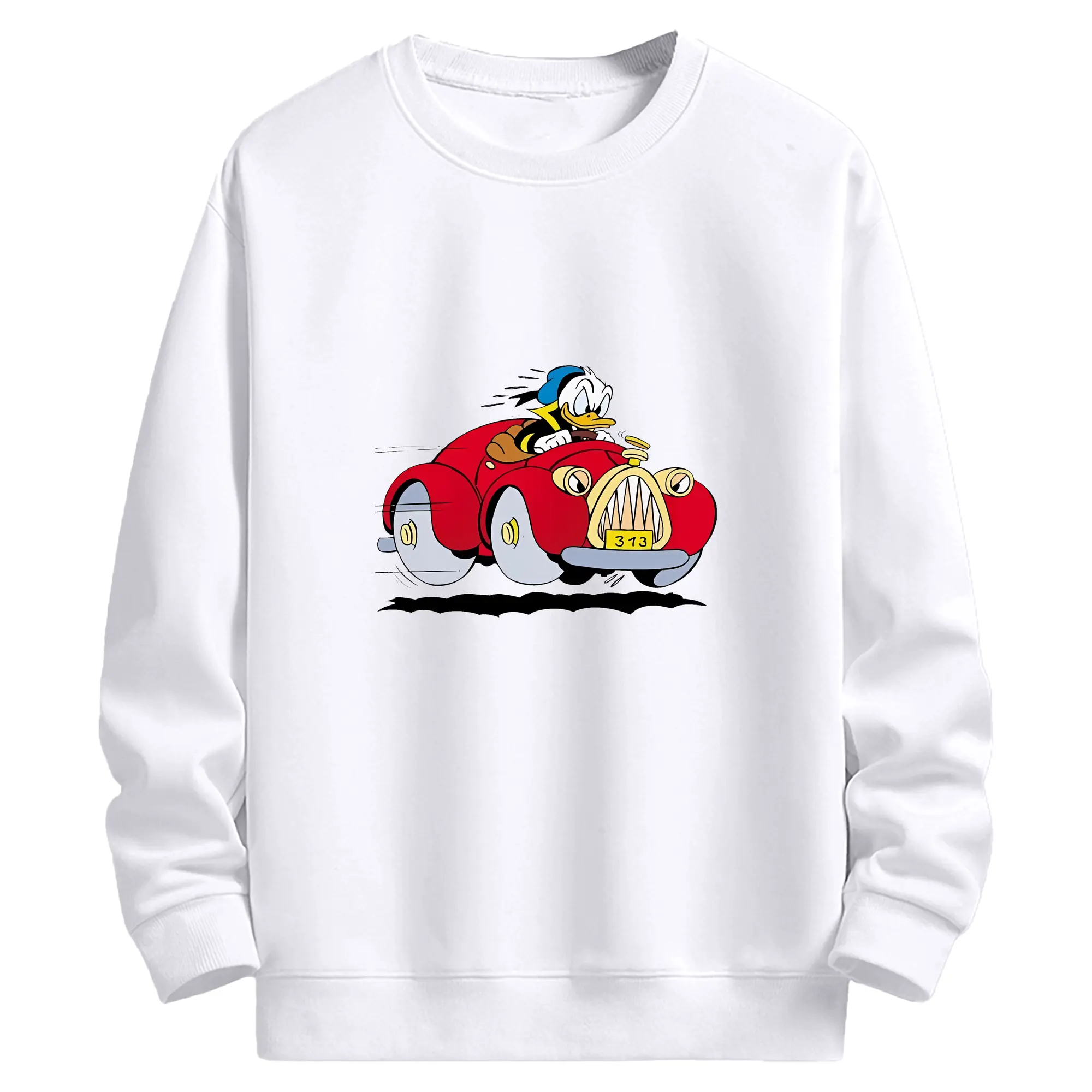 ミッキーマウス（Mickey Mouse） グッズ ドナルドダック（Donald Duck） - 高品質 クルーネック スウェット ・ コットン59％ ポリエステル41％ ・ ユニセックス 長袖 トレーナー ・ カジュアル デイリー スポーツ 散歩用