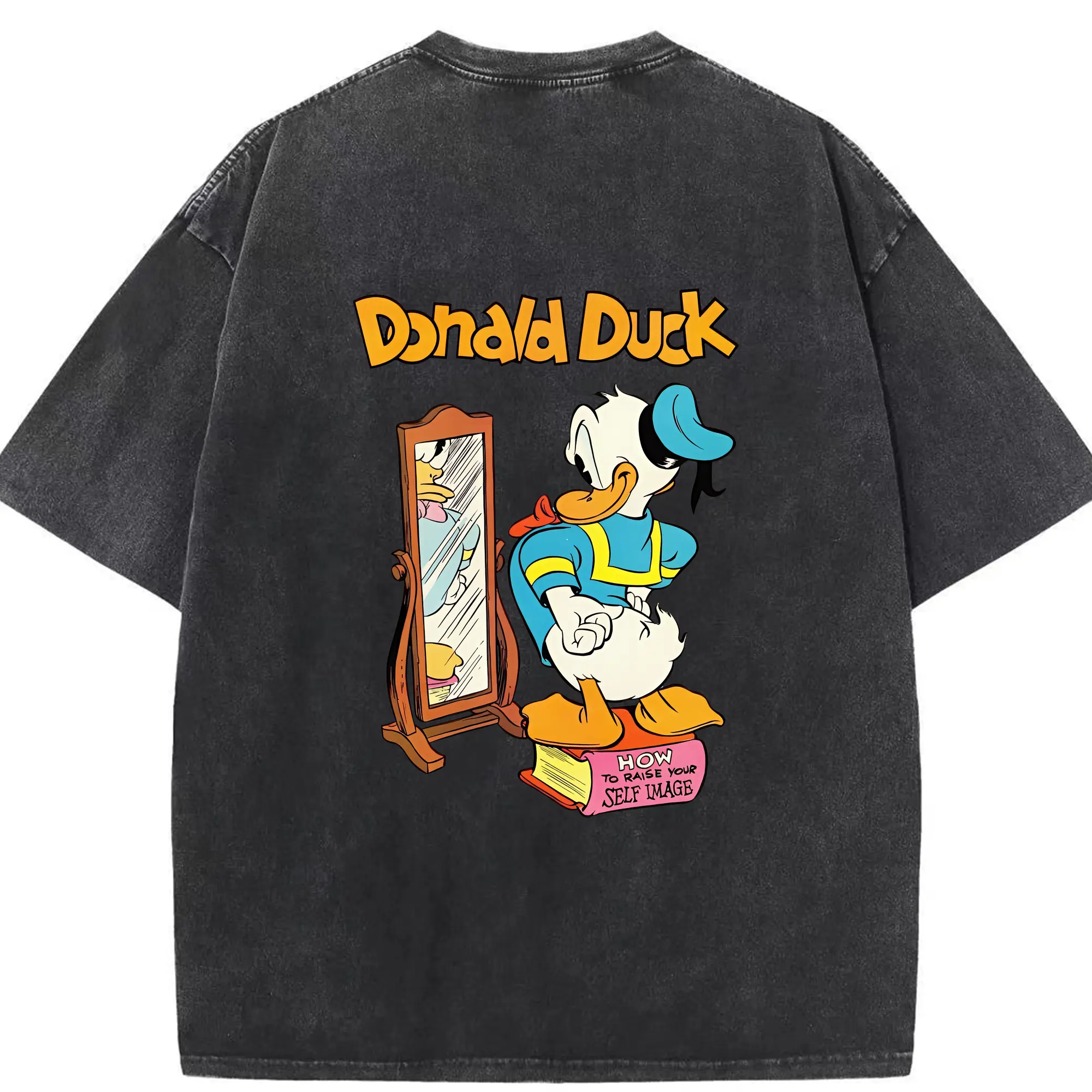 ミッキーマウス（Mickey Mouse） グッズ ドナルドダック（Donald Duck） - 綿100％ ヴィンテージ風 半袖Tシャツ ・ 背面プリント ・ 柔らか肌触り ・ 通気性 快適 ・ スポーツ カジュアル 外出用