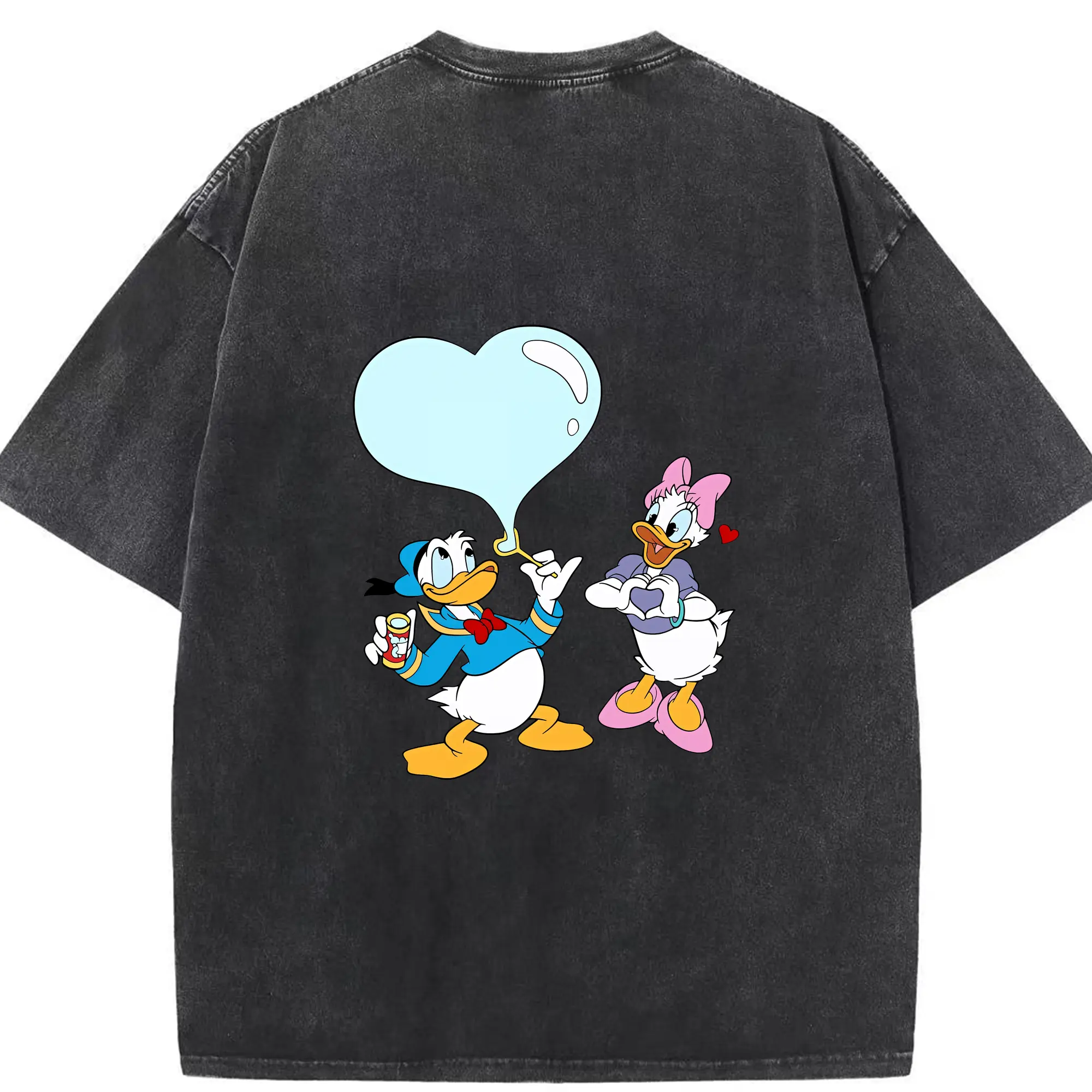 ミッキーマウス（Mickey Mouse） グッズ ドナルドダック（Donald Duck） - 綿100％ ヴィンテージ風 半袖Tシャツ ・ 背面プリント ・ 柔らか肌触り ・ 通気性 快適 ・ スポーツ カジュアル 外出用