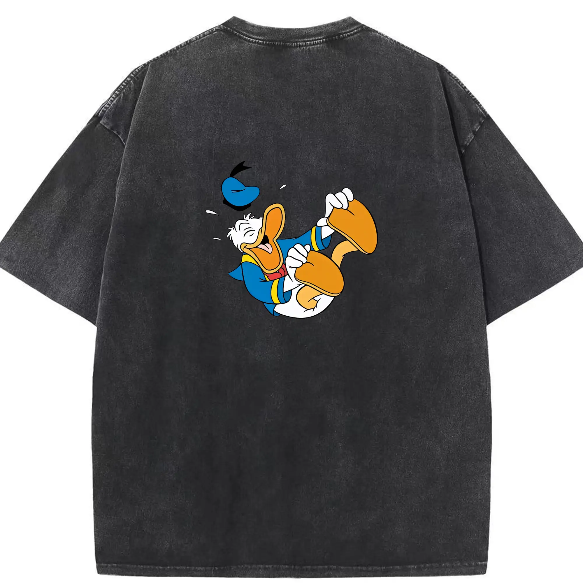 ミッキーマウス（Mickey Mouse） グッズ ドナルドダック（Donald Duck） - 綿100％ ヴィンテージ風 半袖Tシャツ ・ 背面プリント ・ 柔らか肌触り ・ 通気性 快適 ・ スポーツ カジュアル 外出用