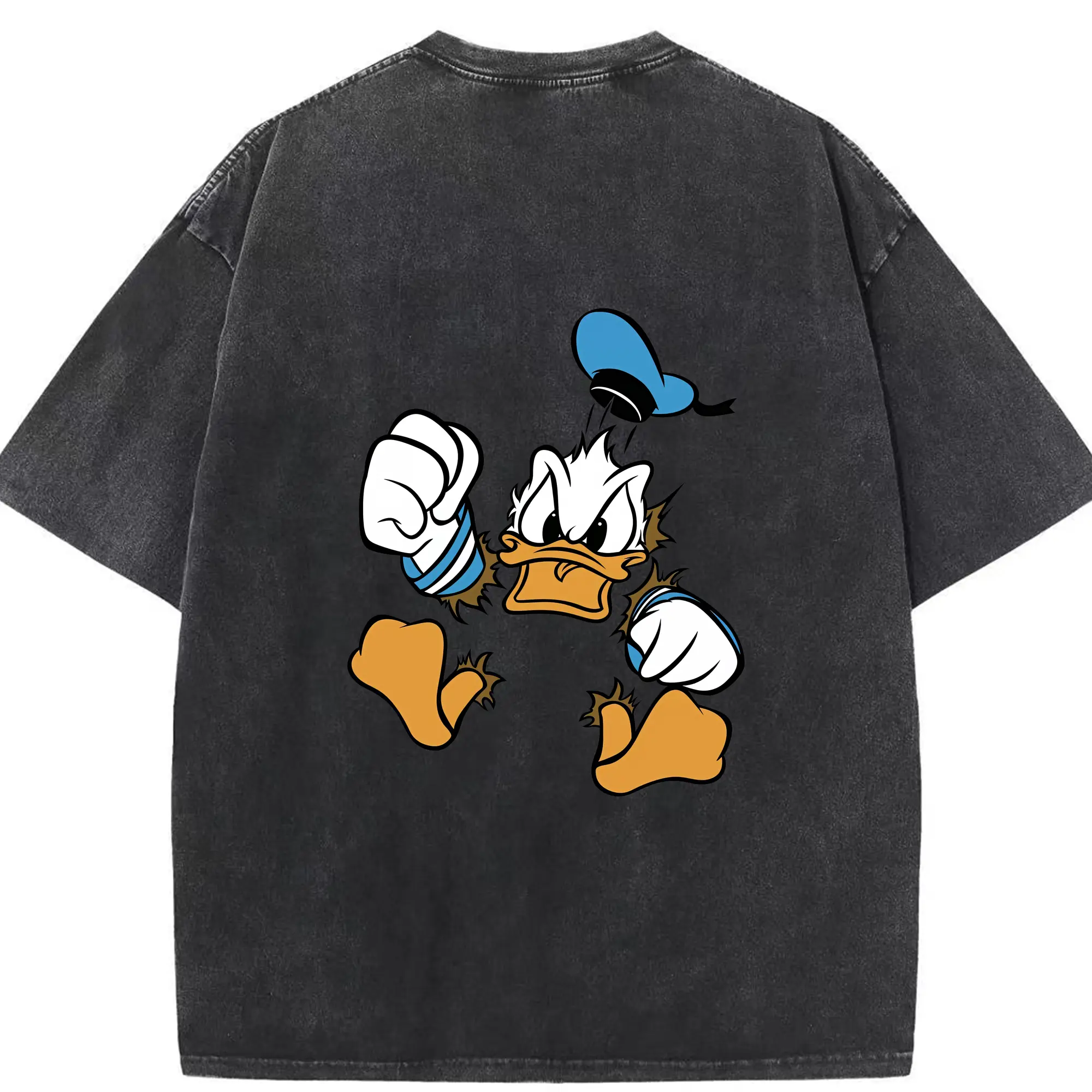 ミッキーマウス（Mickey Mouse） グッズ ドナルドダック（Donald Duck） - 綿100％ ヴィンテージ風 半袖Tシャツ ・ 背面プリント ・ 柔らか肌触り ・ 通気性 快適 ・ スポーツ カジュアル 外出用