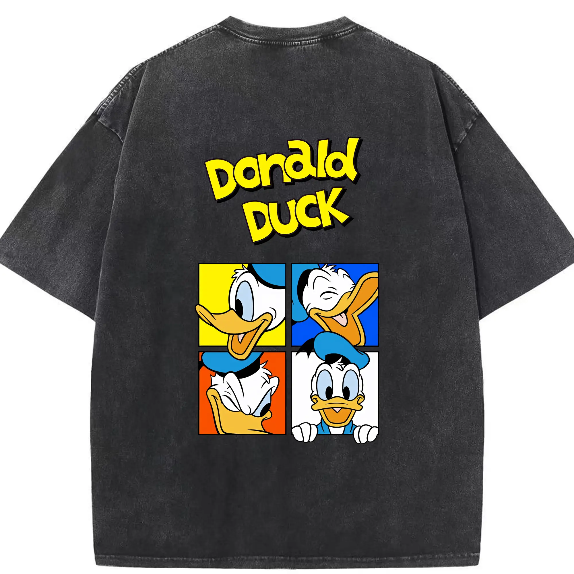 ミッキーマウス（Mickey Mouse） グッズ ドナルドダック（Donald Duck） - 綿100％ ヴィンテージ風 半袖Tシャツ ・ 背面プリント ・ 柔らか肌触り ・ 通気性 快適 ・ スポーツ カジュアル 外出用