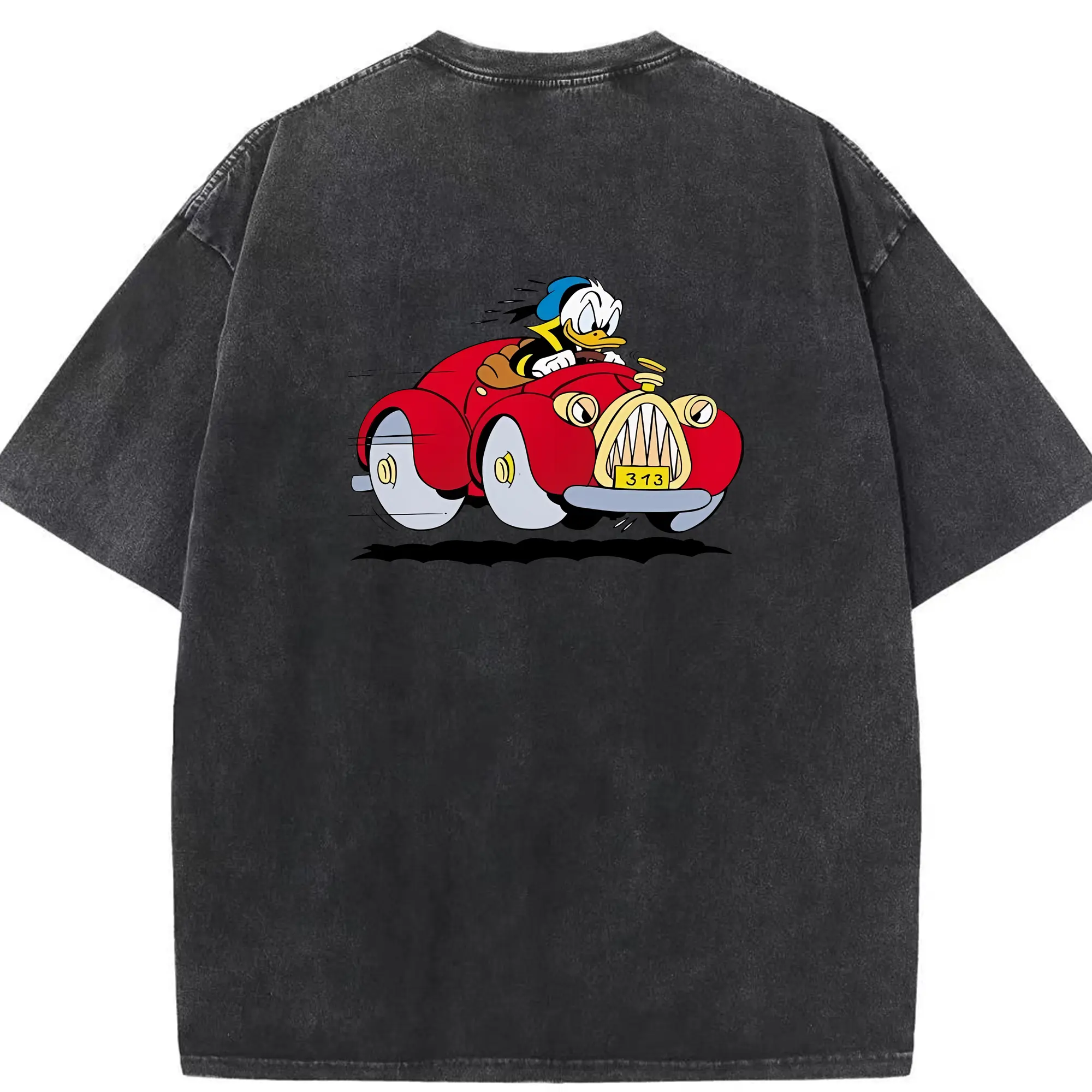 ミッキーマウス（Mickey Mouse） グッズ ドナルドダック（Donald Duck） - 綿100％ ヴィンテージ風 半袖Tシャツ ・ 背面プリント ・ 柔らか肌触り ・ 通気性 快適 ・ スポーツ カジュアル 外出用