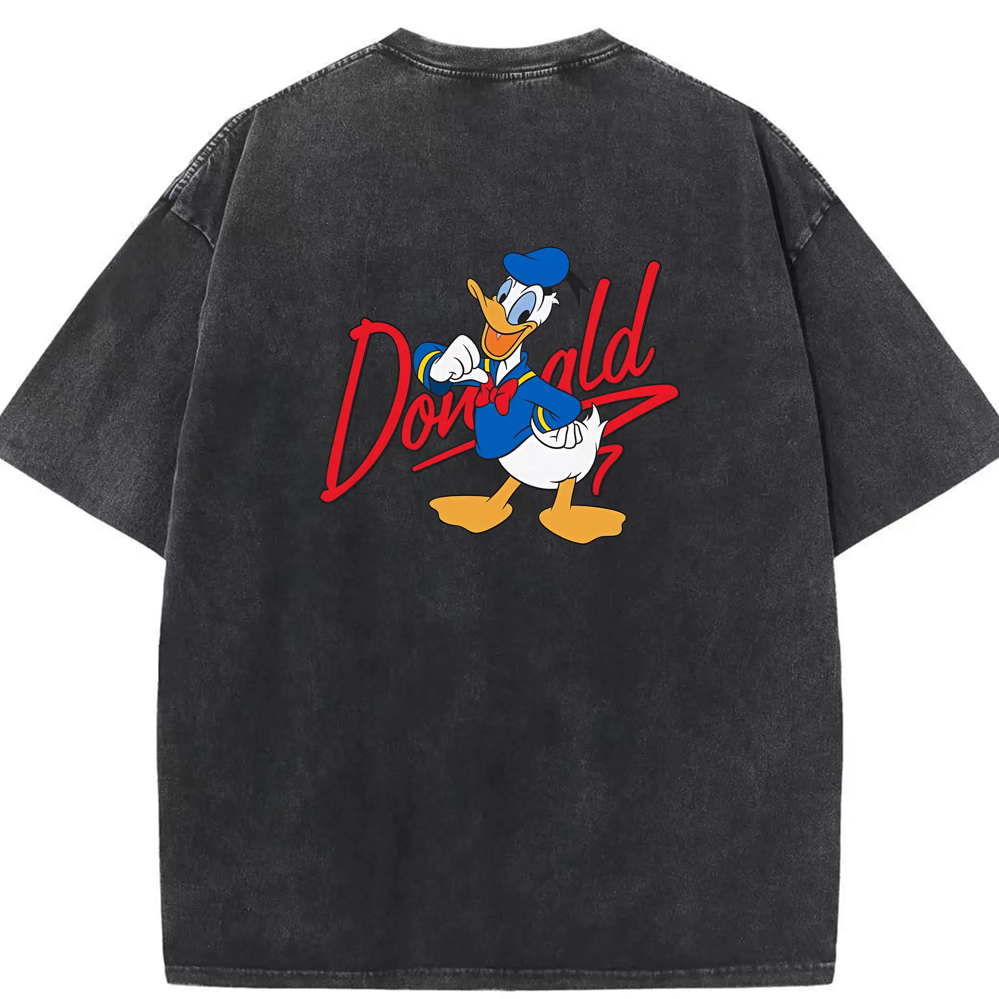 ミッキーマウス（Mickey Mouse） グッズ ドナルドダック（Donald Duck） - 綿100％ ヴィンテージ風 半袖Tシャツ ・ 背面プリント ・ 柔らか肌触り ・ 通気性 快適 ・ スポーツ カジュアル 外出用