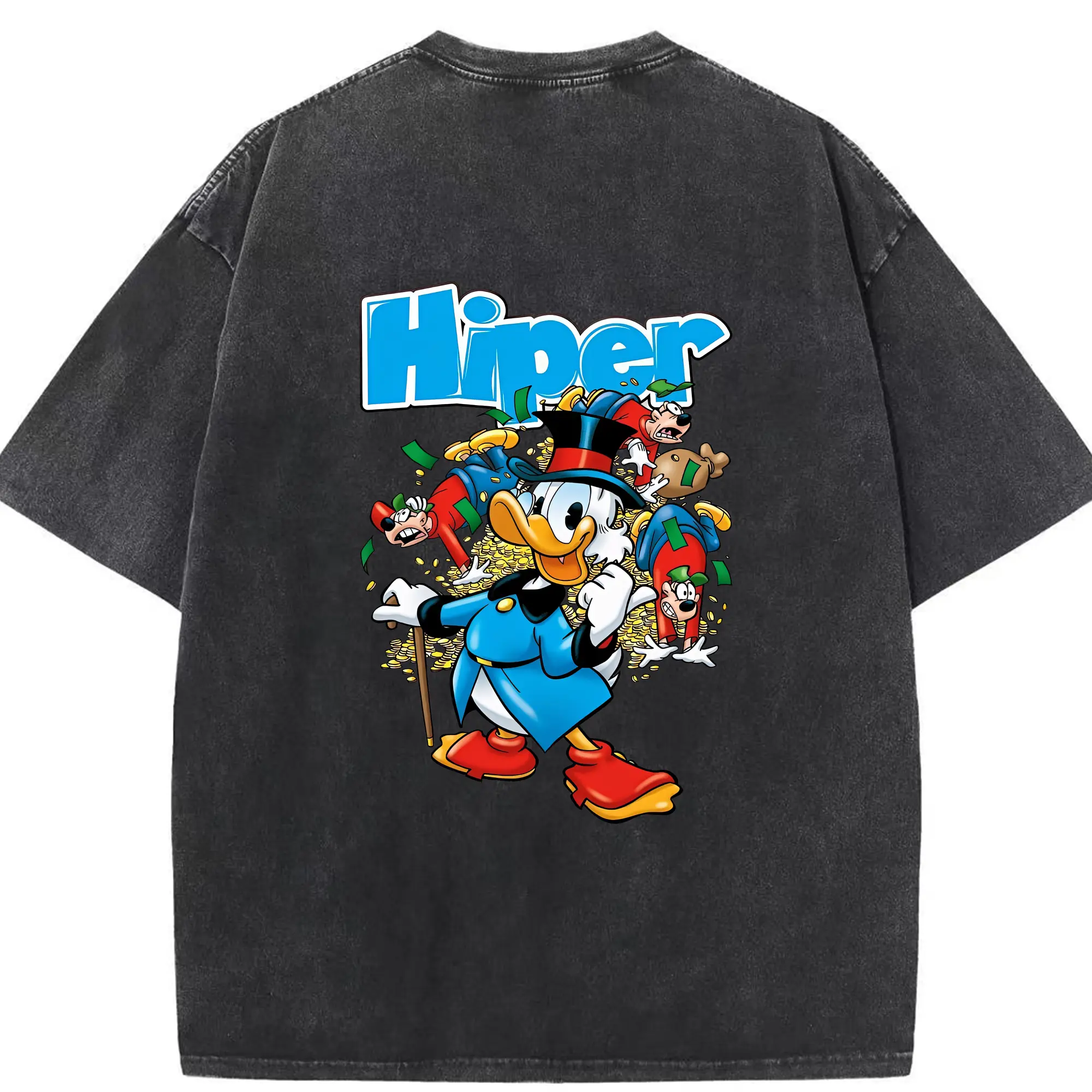 ミッキーマウス（Mickey Mouse） グッズ ドナルドダック（Donald Duck） - 綿100％ ヴィンテージ風 半袖Tシャツ ・ 背面プリント ・ 柔らか肌触り ・ 通気性 快適 ・ スポーツ カジュアル 外出用