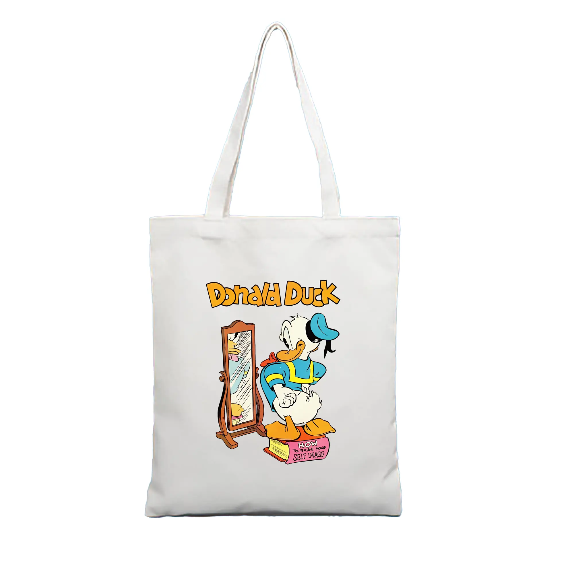 ミッキーマウス（Mickey Mouse） グッズ ドナルドダック（Donald Duck） - 縦型キャンバス手提げバッグ（トートバッグ） ・ キャンバス素材 ・ ショッピング用 ・ 軽量 丈夫 お手入れ簡単