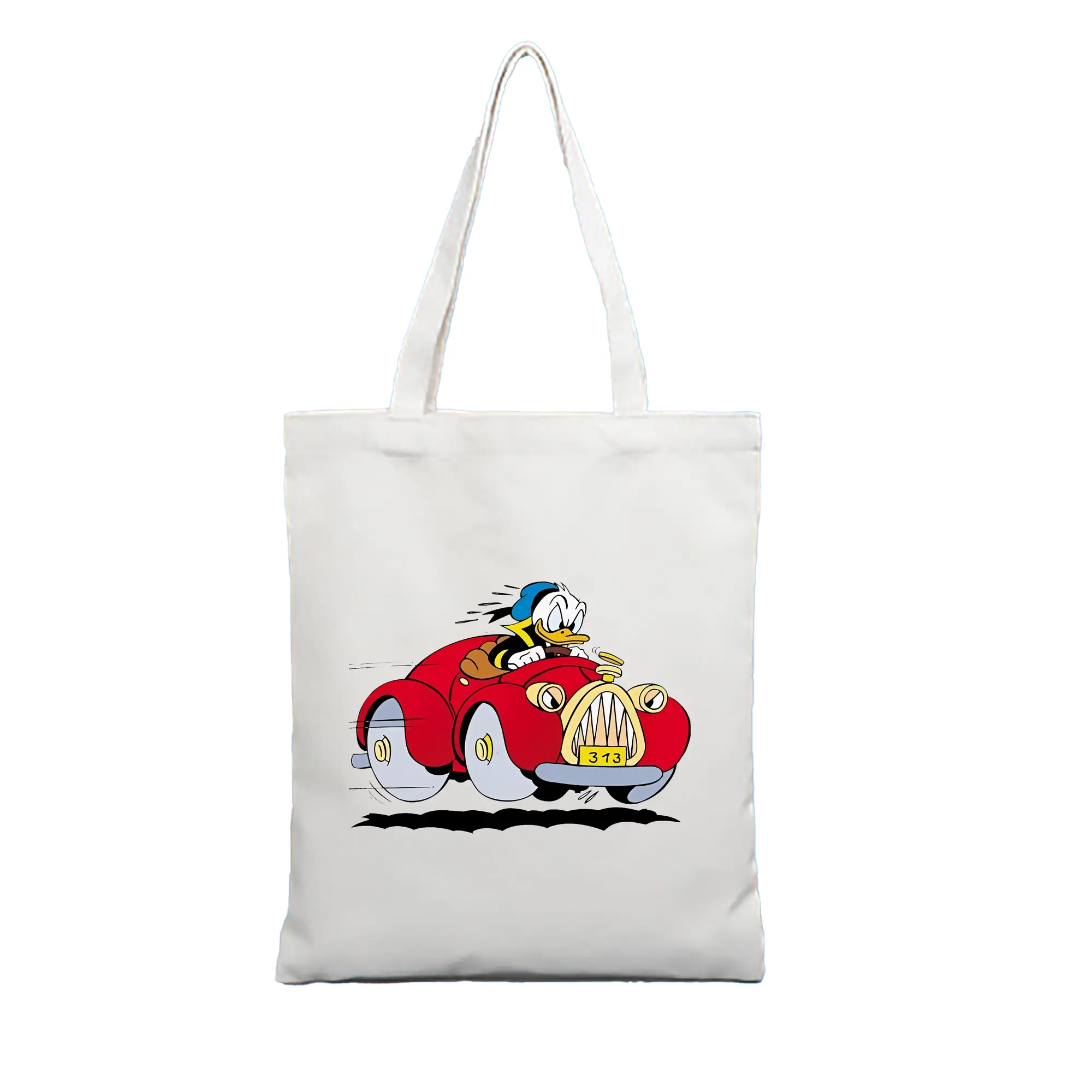 ミッキーマウス（Mickey Mouse） グッズ ドナルドダック（Donald Duck） - 縦型キャンバス手提げバッグ（トートバッグ） ・ キャンバス素材 ・ ショッピング用 ・ 軽量 丈夫 お手入れ簡単