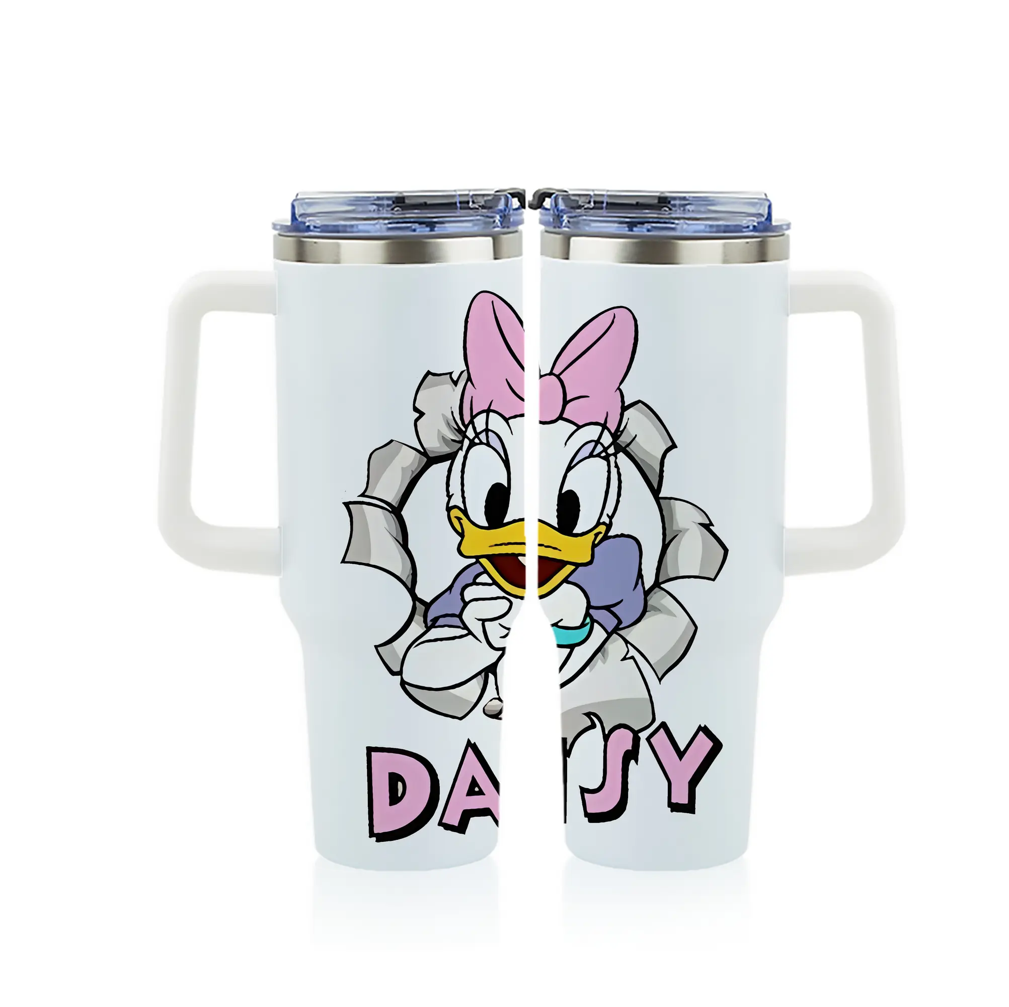 ミッキーマウス（Mickey Mouse） グッズ デイジーダック（Daisy Duck） - 1200mL フルプリント車用タンブラー ・ 304ステンレス 内側 ・ 201ステンレス 外側 ・ 保温 保冷 ・ 通勤 ドライブ アウトドア用