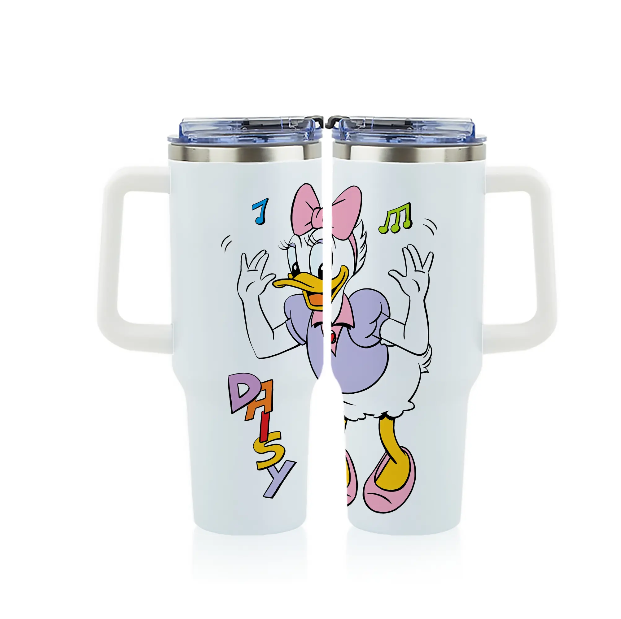 ミッキーマウス（Mickey Mouse） グッズ デイジーダック（Daisy Duck） - 1200mL フルプリント車用タンブラー ・ 304ステンレス 内側 ・ 201ステンレス 外側 ・ 保温 保冷 ・ 通勤 ドライブ アウトドア用