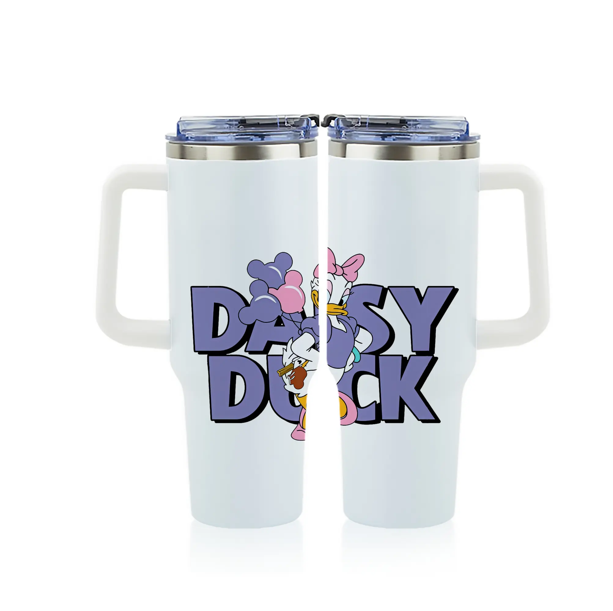 ミッキーマウス（Mickey Mouse） グッズ デイジーダック（Daisy Duck） - 1200mL フルプリント車用タンブラー ・ 304ステンレス 内側 ・ 201ステンレス 外側 ・ 保温 保冷 ・ 通勤 ドライブ アウトドア用
