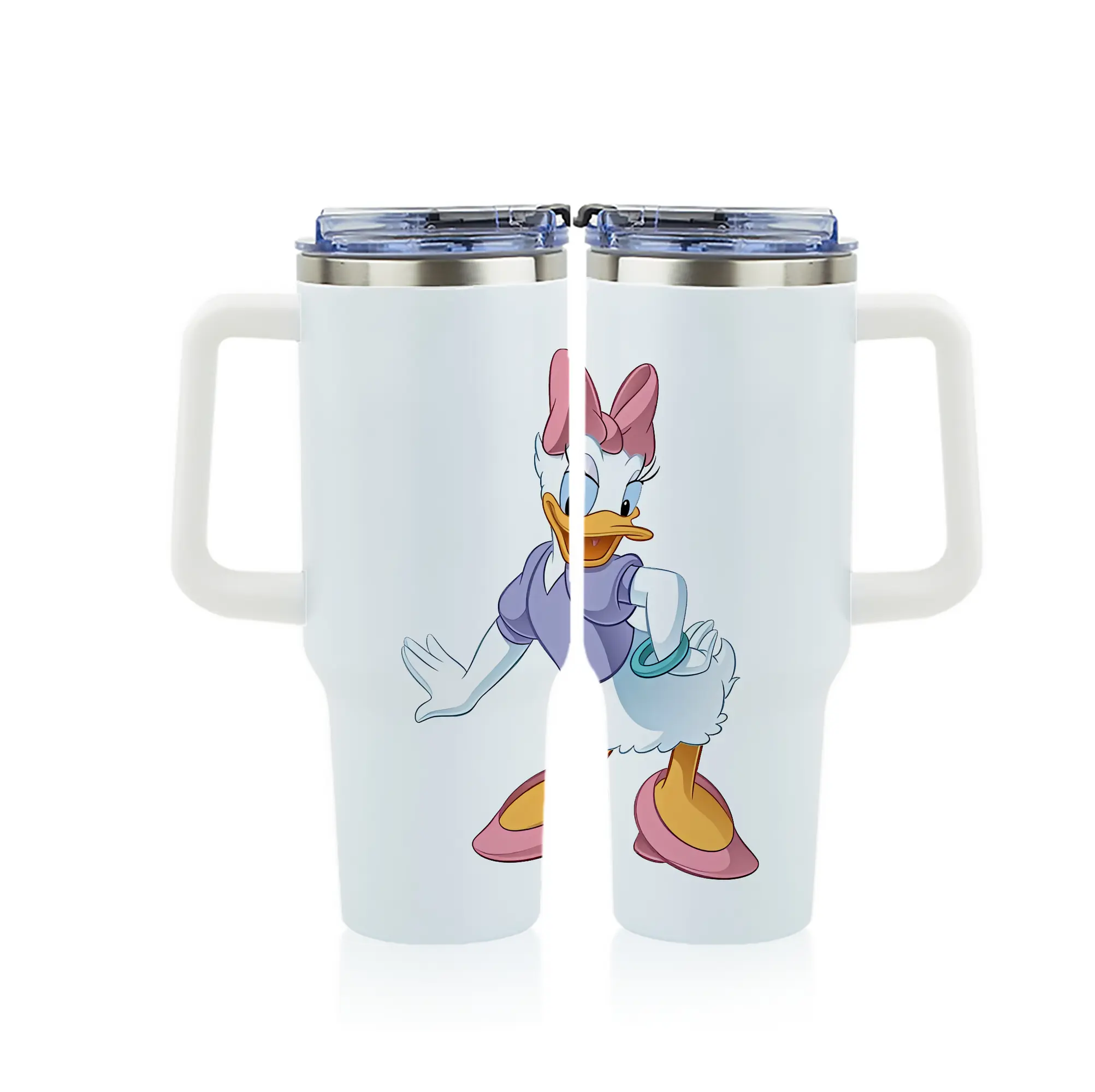 ミッキーマウス（Mickey Mouse） グッズ デイジーダック（Daisy Duck） - 1200mL フルプリント車用タンブラー ・ 304ステンレス 内側 ・ 201ステンレス 外側 ・ 保温 保冷 ・ 通勤 ドライブ アウトドア用