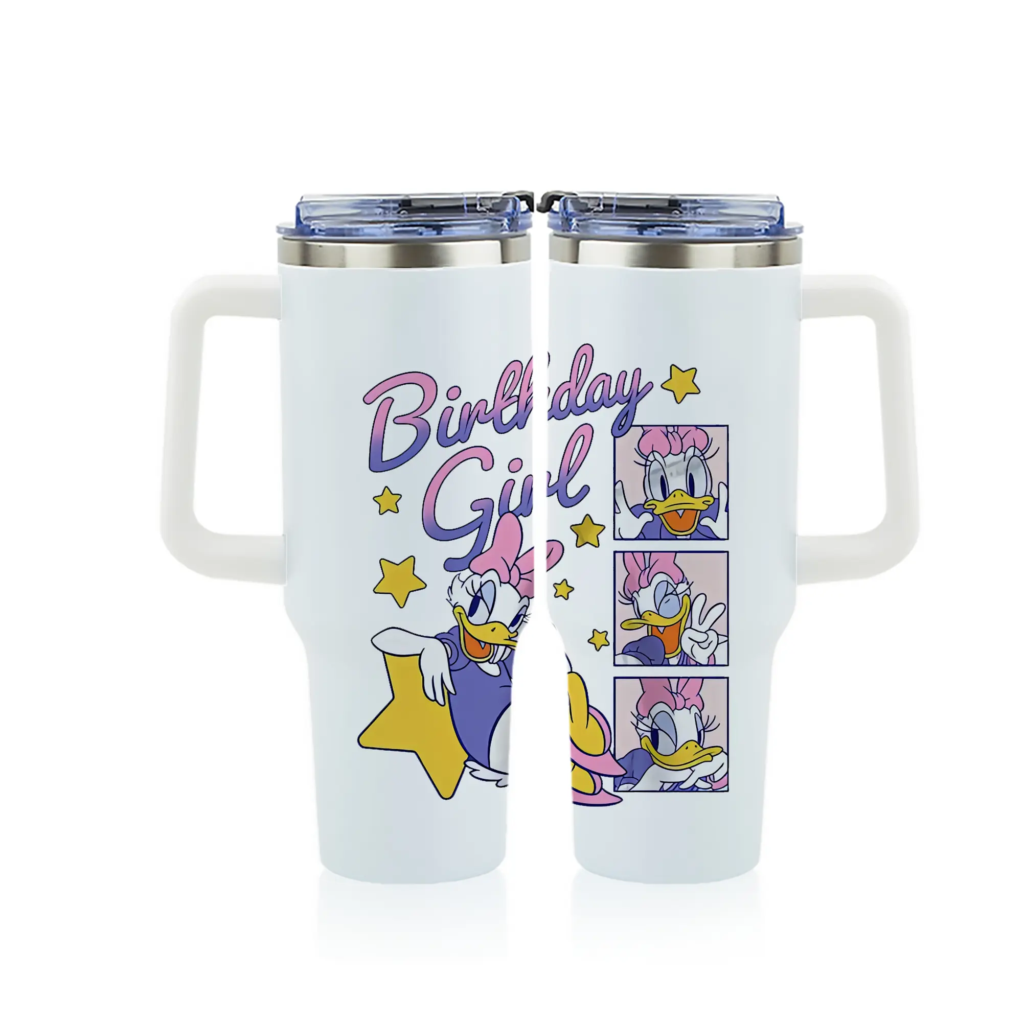 ミッキーマウス（Mickey Mouse） グッズ デイジーダック（Daisy Duck） - 1200mL フルプリント車用タンブラー ・ 304ステンレス 内側 ・ 201ステンレス 外側 ・ 保温 保冷 ・ 通勤 ドライブ アウトドア用