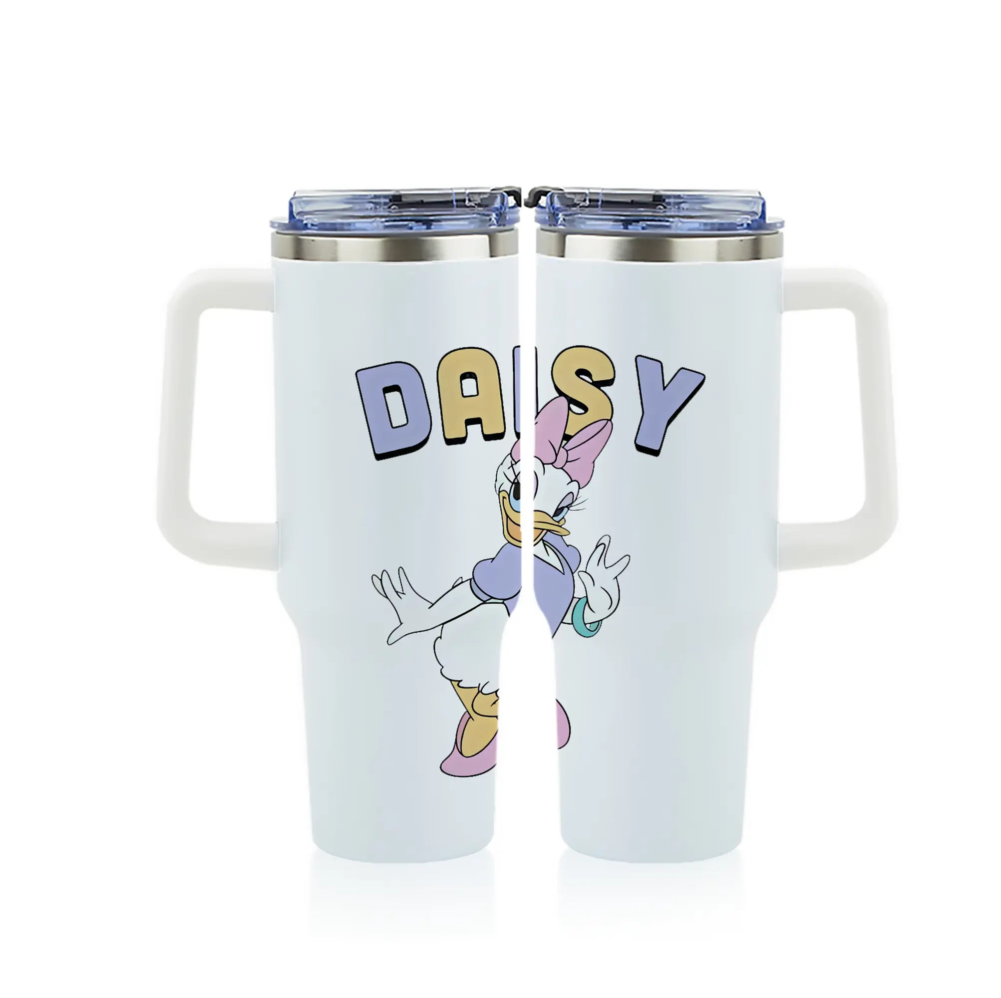 ミッキーマウス（Mickey Mouse） グッズ デイジーダック（Daisy Duck） - 1200mL フルプリント車用タンブラー ・ 304ステンレス 内側 ・ 201ステンレス 外側 ・ 保温 保冷 ・ 通勤 ドライブ アウトドア用