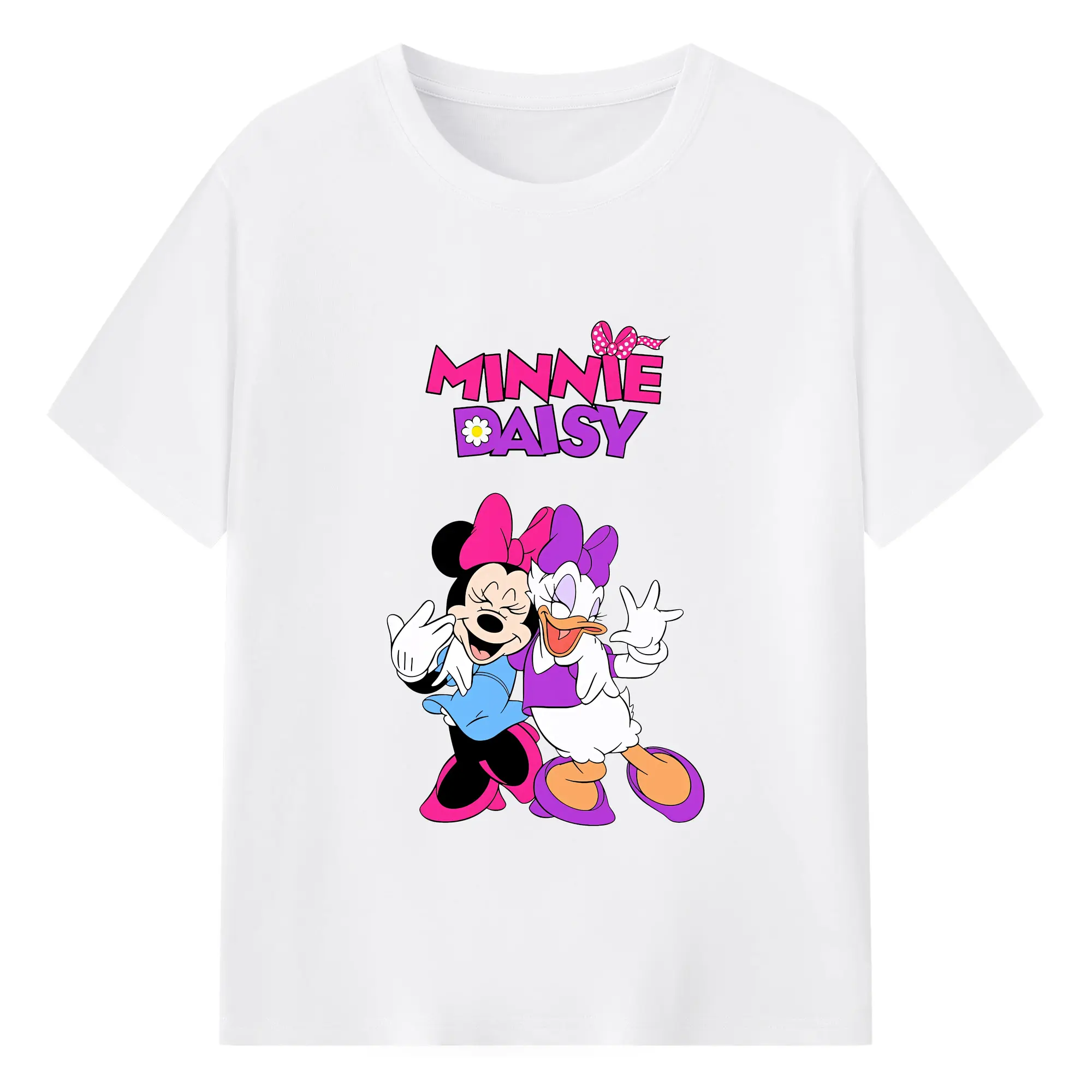 ミッキーマウス（Mickey Mouse） グッズ デイジーダック（Daisy Duck） - 綿100％ 半袖Tシャツ ・ フロントプリント ・ 快適 通気性 ・ 日常使い 散歩 スポーツ用