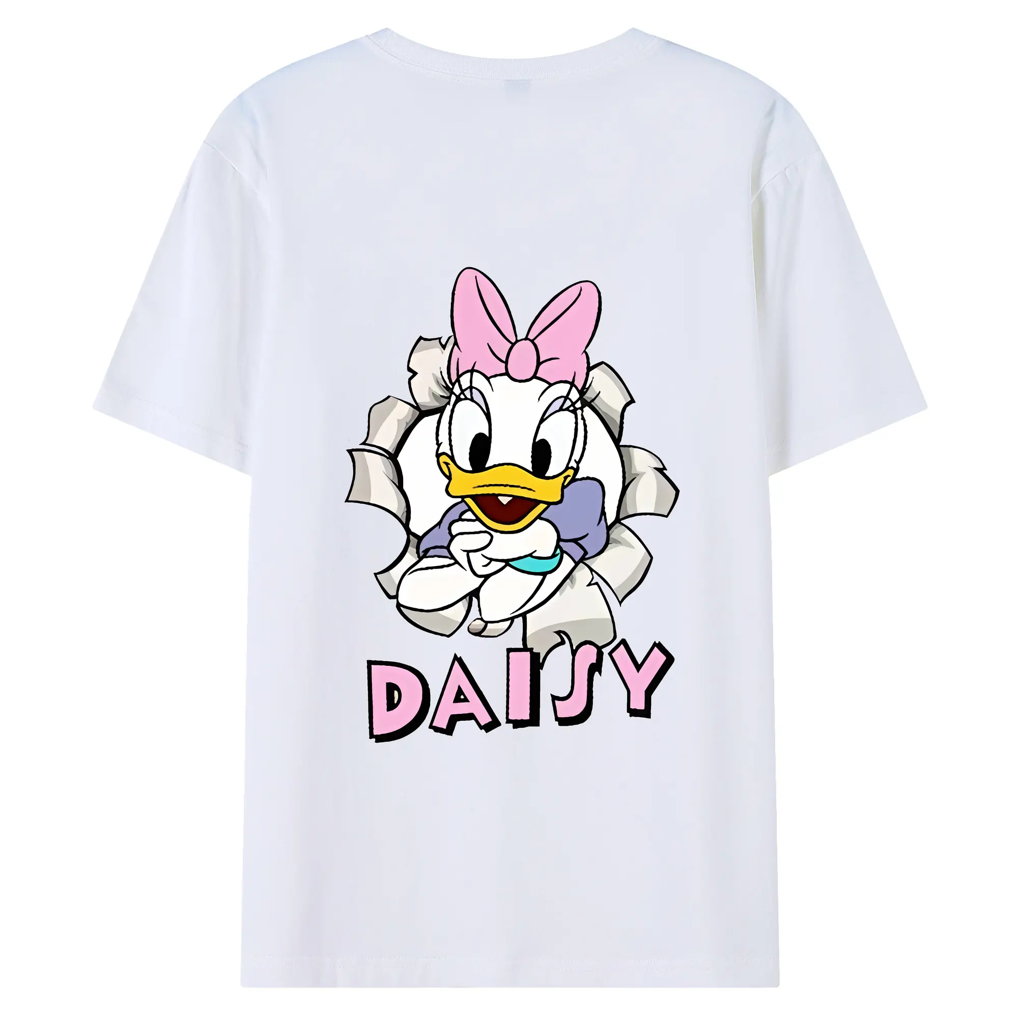 ミッキーマウス（Mickey Mouse） グッズ デイジーダック（Daisy Duck） - 綿100％ 半袖Tシャツ ・ バックプリント ・ 快適 通気性 ・ 日常使い 散歩 スポーツ用