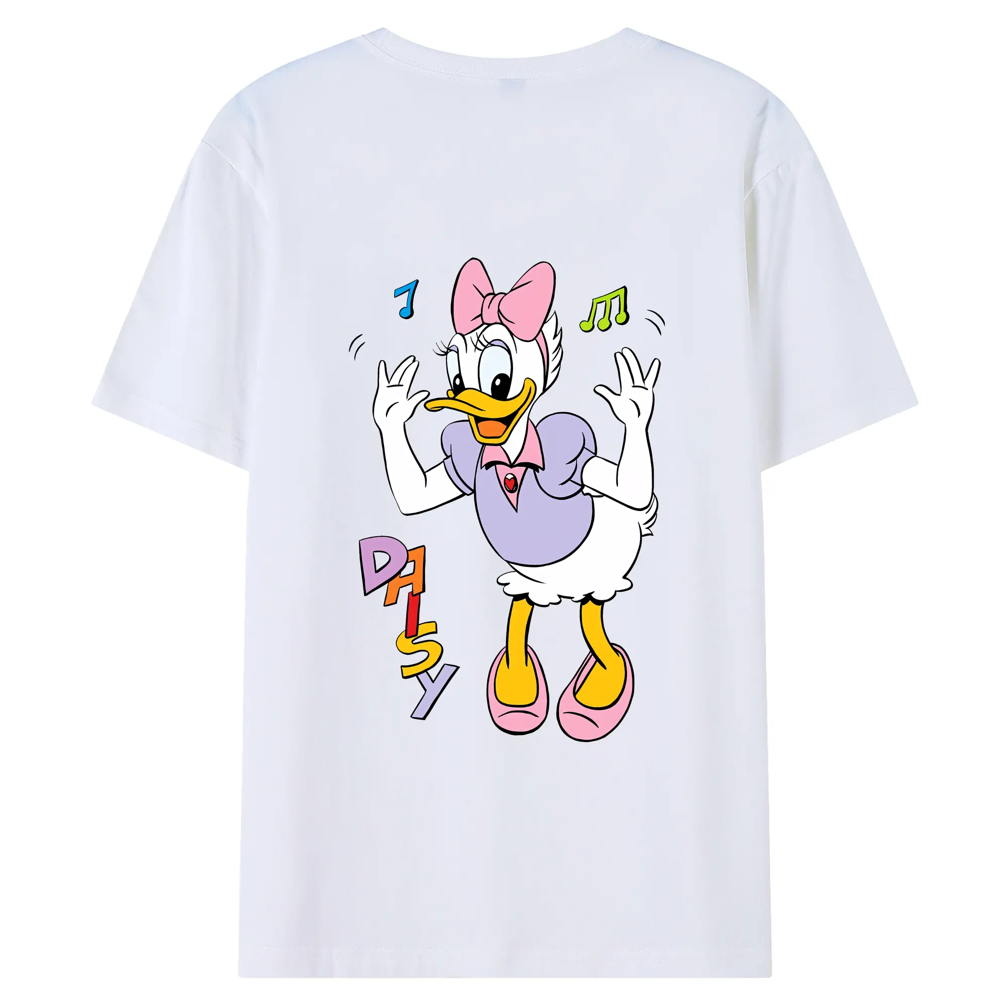 ミッキーマウス（Mickey Mouse） グッズ デイジーダック（Daisy Duck） - 綿100％ 半袖Tシャツ ・ バックプリント ・ 快適 通気性 ・ 日常使い 散歩 スポーツ用