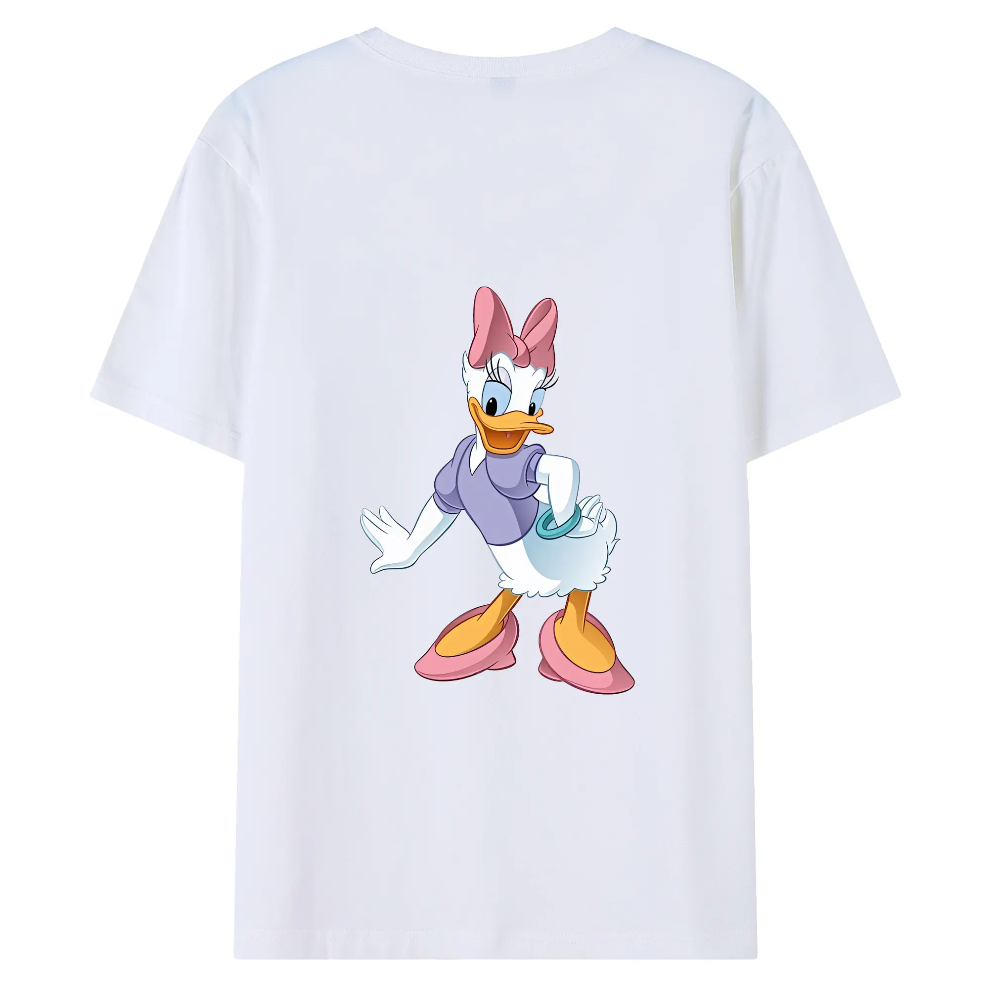 ミッキーマウス（Mickey Mouse） グッズ デイジーダック（Daisy Duck） - 綿100％ 半袖Tシャツ ・ バックプリント ・ 快適 通気性 ・ 日常使い 散歩 スポーツ用
