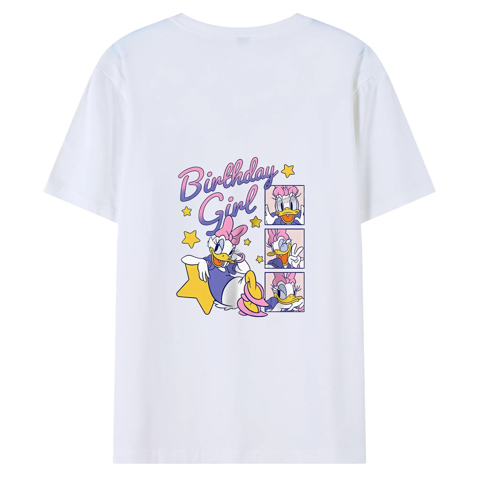 ミッキーマウス（Mickey Mouse） グッズ デイジーダック（Daisy Duck） - 綿100％ 半袖Tシャツ ・ バックプリント ・ 快適 通気性 ・ 日常使い 散歩 スポーツ用