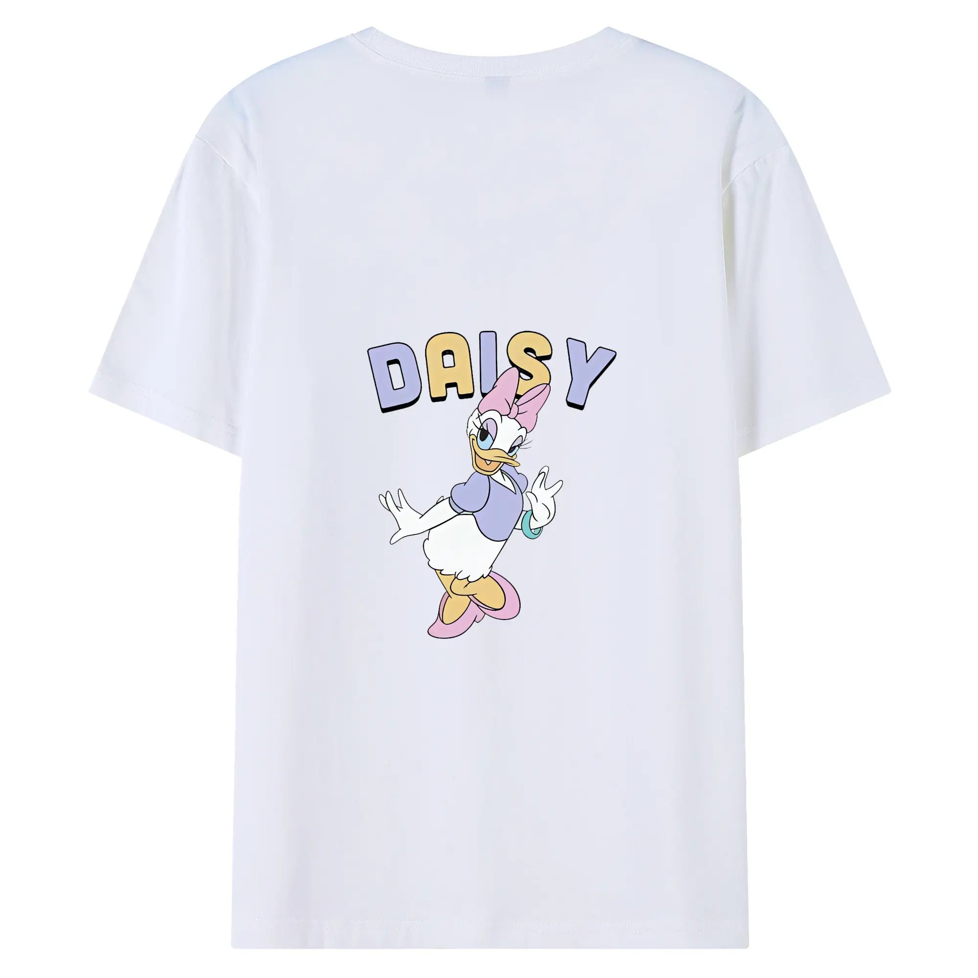 ミッキーマウス（Mickey Mouse） グッズ デイジーダック（Daisy Duck） - 綿100％ 半袖Tシャツ ・ バックプリント ・ 快適 通気性 ・ 日常使い 散歩 スポーツ用