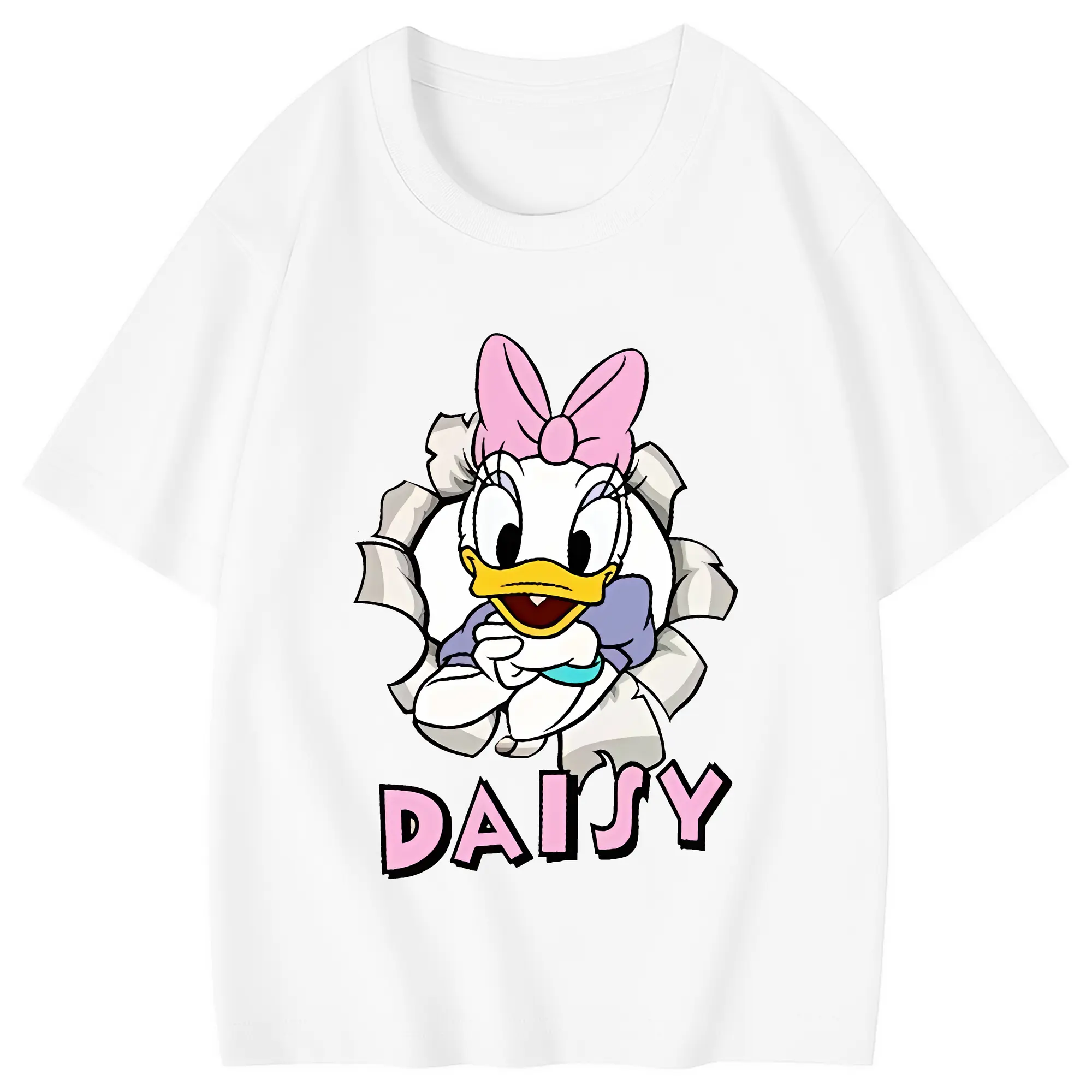 ミッキーマウス（Mickey Mouse） グッズ デイジーダック（Daisy Duck） - 綿100％ キッズTシャツ ・ フロントプリント ・ 快適 通気性 ・ スポーツ カジュアル 散歩用
