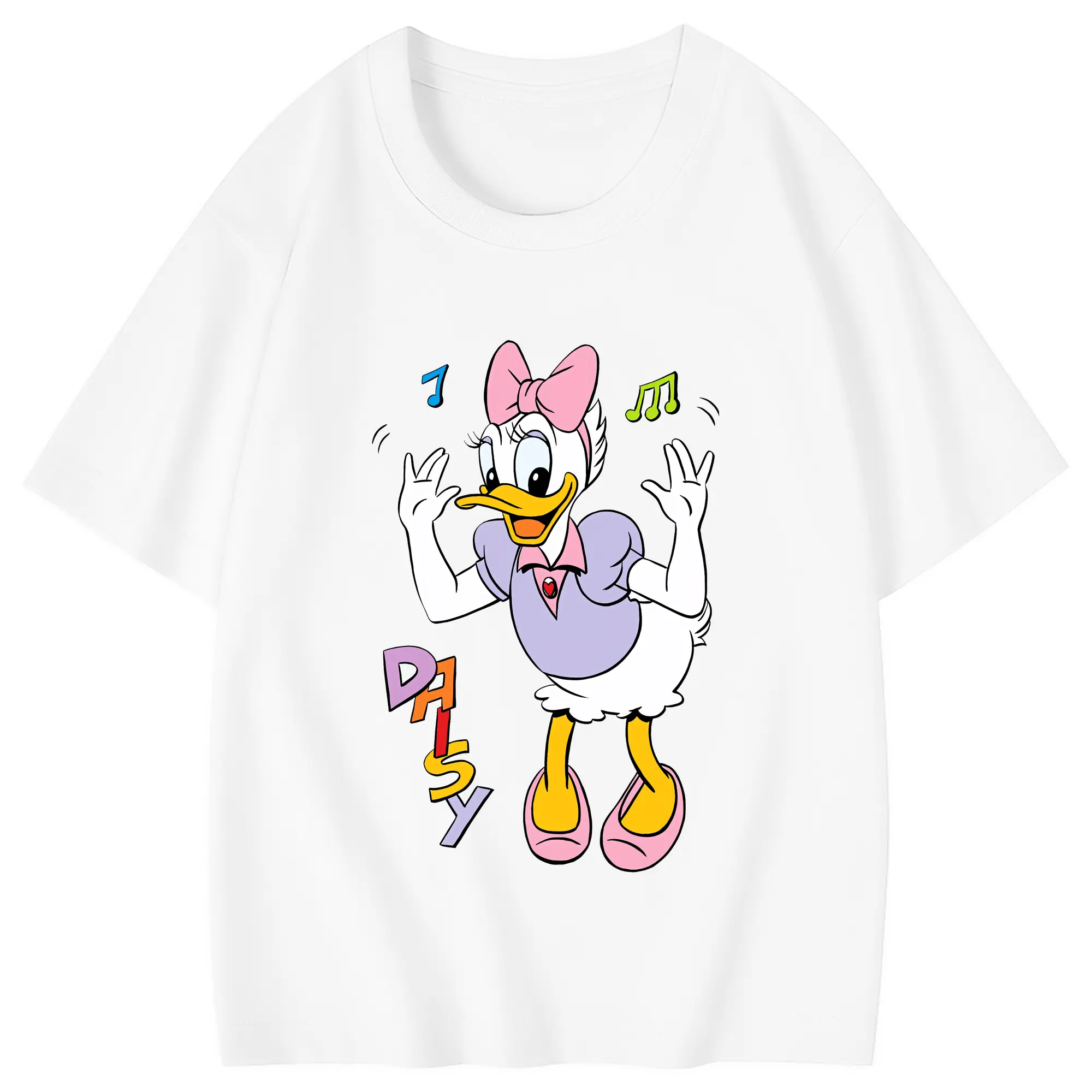 ミッキーマウス（Mickey Mouse） グッズ デイジーダック（Daisy Duck） - 綿100％ キッズTシャツ ・ フロントプリント ・ 快適 通気性 ・ スポーツ カジュアル 散歩用