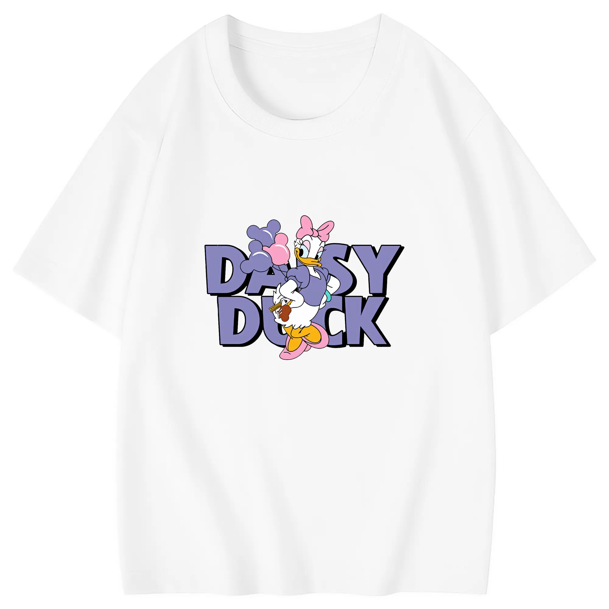 ミッキーマウス（Mickey Mouse） グッズ デイジーダック（Daisy Duck） - 綿100％ キッズTシャツ ・ フロントプリント ・ 快適 通気性 ・ スポーツ カジュアル 散歩用