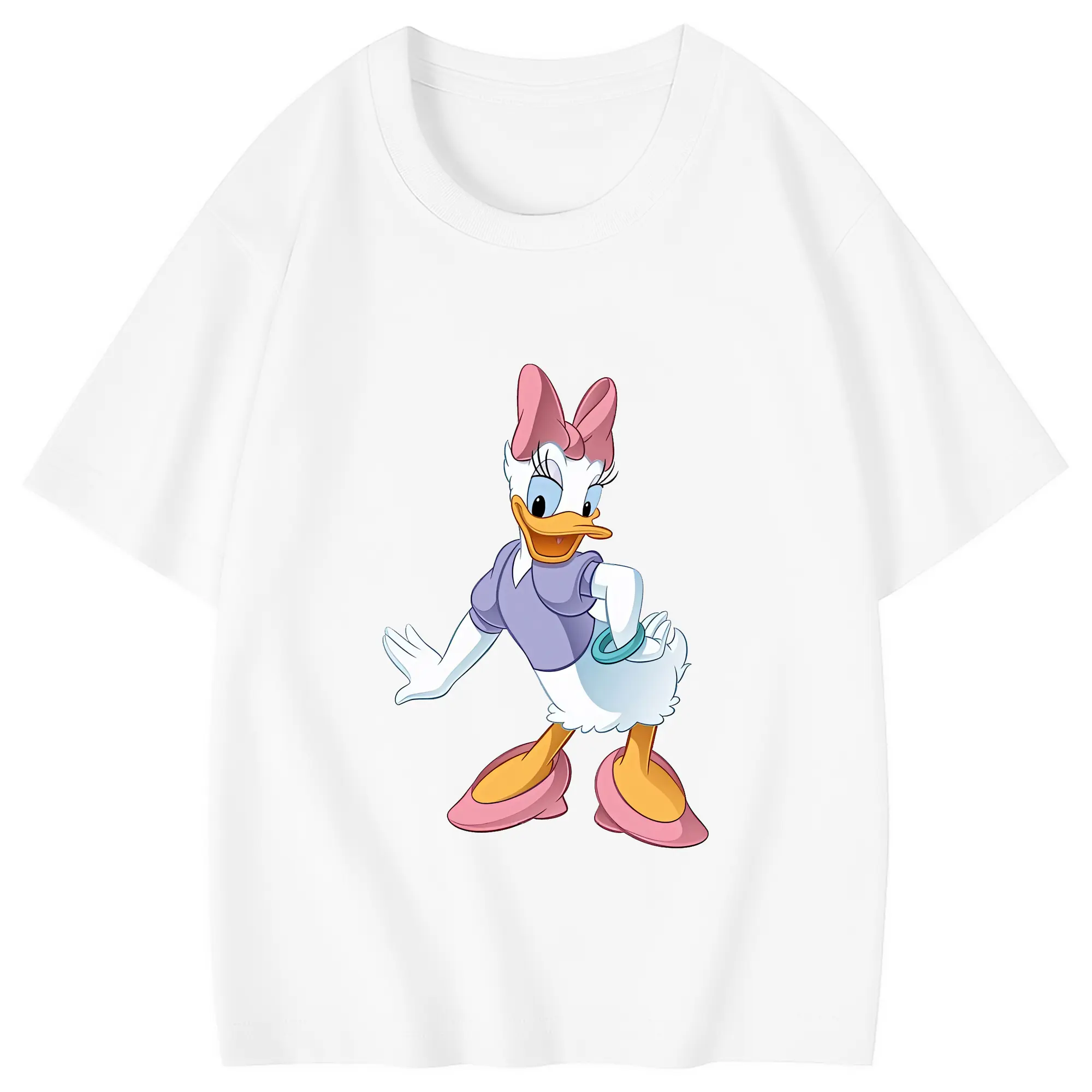 ミッキーマウス（Mickey Mouse） グッズ デイジーダック（Daisy Duck） - 綿100％ キッズTシャツ ・ フロントプリント ・ 快適 通気性 ・ スポーツ カジュアル 散歩用