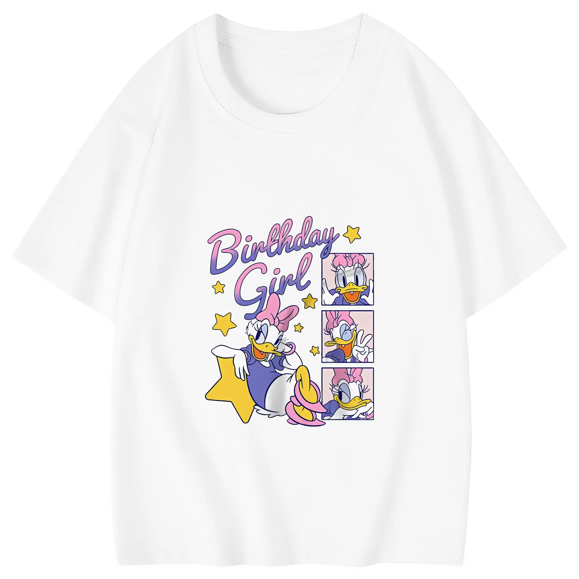 ミッキーマウス（Mickey Mouse） グッズ デイジーダック（Daisy Duck） - 綿100％ キッズTシャツ ・ フロントプリント ・ 快適 通気性 ・ スポーツ カジュアル 散歩用