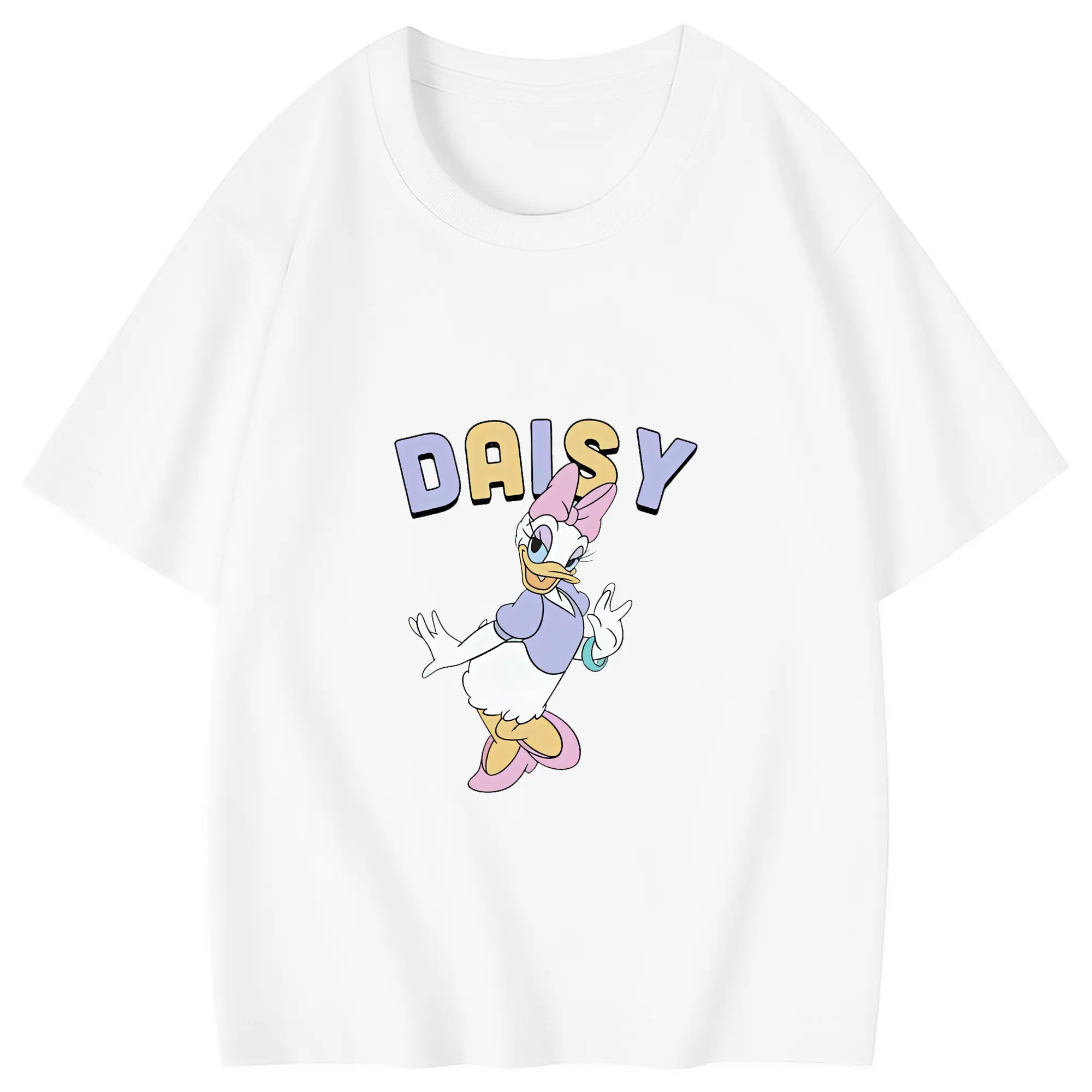 ミッキーマウス（Mickey Mouse） グッズ デイジーダック（Daisy Duck） - 綿100％ キッズTシャツ ・ フロントプリント ・ 快適 通気性 ・ スポーツ カジュアル 散歩用