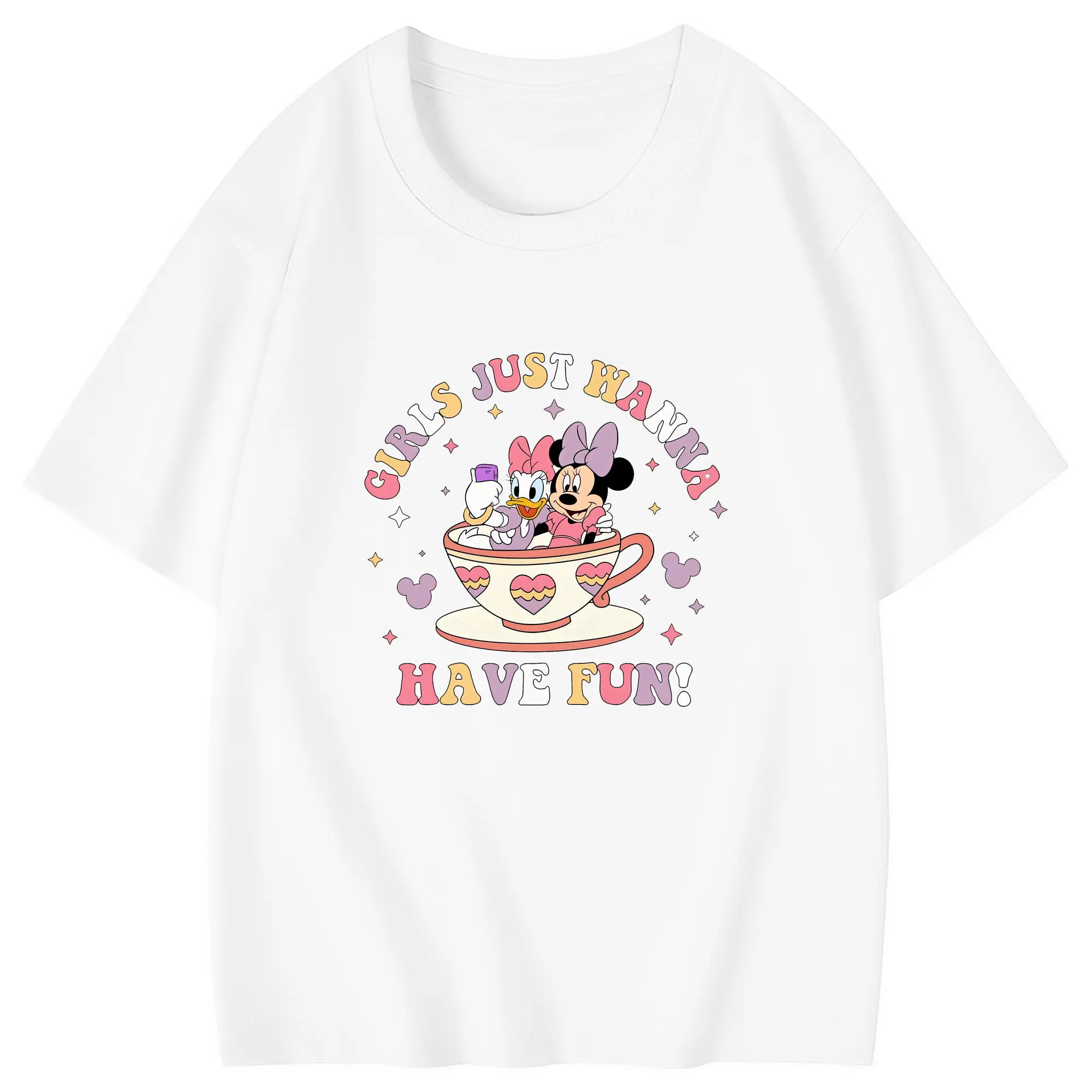 ミッキーマウス（Mickey Mouse） グッズ デイジーダック（Daisy Duck） - 綿100％ キッズTシャツ ・ フロントプリント ・ 快適 通気性 ・ スポーツ カジュアル 散歩用