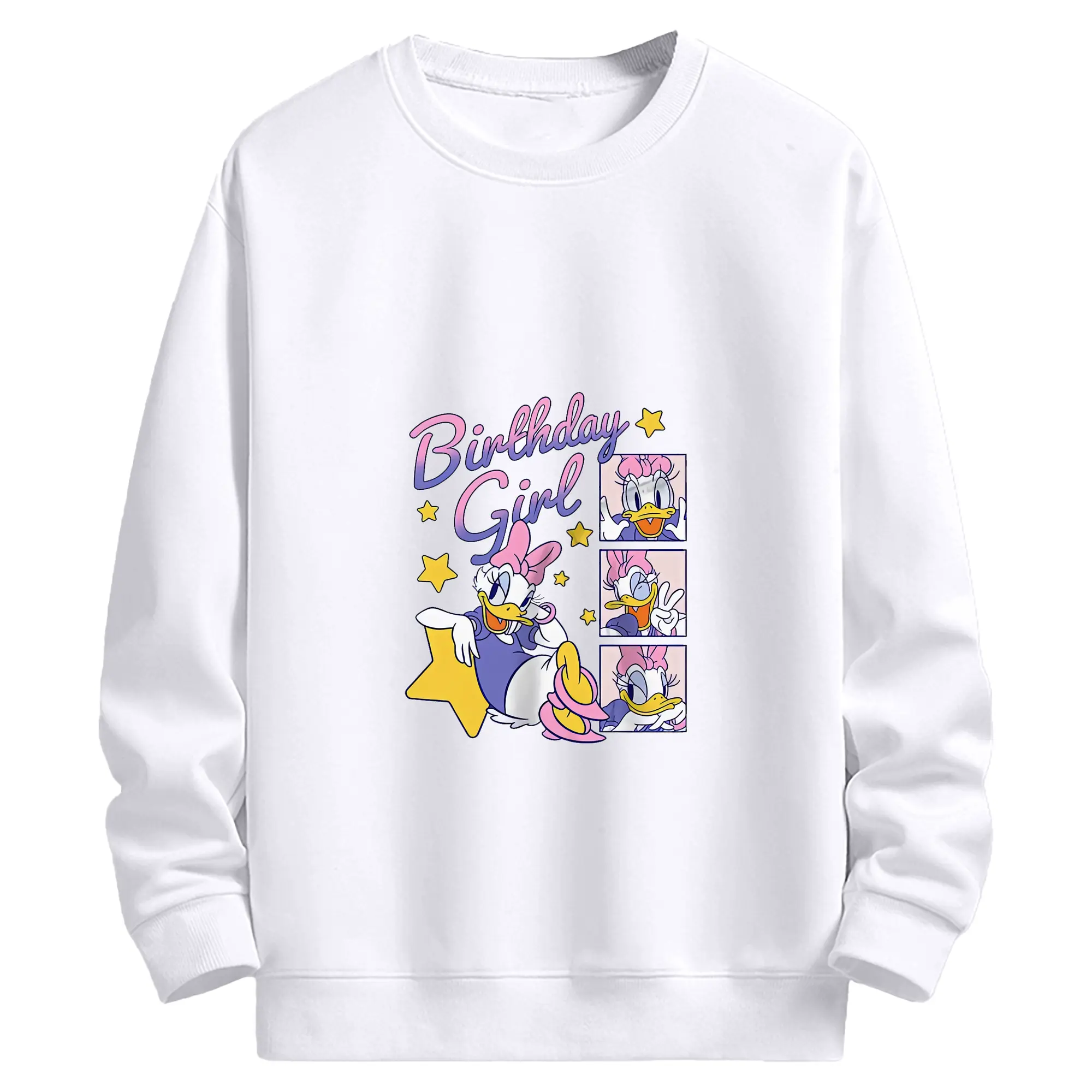 ミッキーマウス（Mickey Mouse） グッズ デイジーダック（Daisy Duck） - 高品質 クルーネック スウェット ・ コットン59％ ポリエステル41％ ・ ユニセックス 長袖 トレーナー ・ カジュアル デイリー スポーツ 散歩用