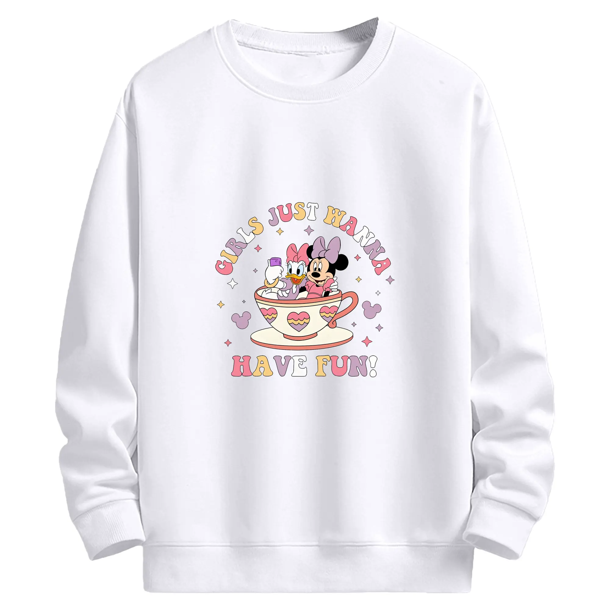 ミッキーマウス（Mickey Mouse） グッズ デイジーダック（Daisy Duck） - 高品質 クルーネック スウェット ・ コットン59％ ポリエステル41％ ・ ユニセックス 長袖 トレーナー ・ カジュアル デイリー スポーツ 散歩用