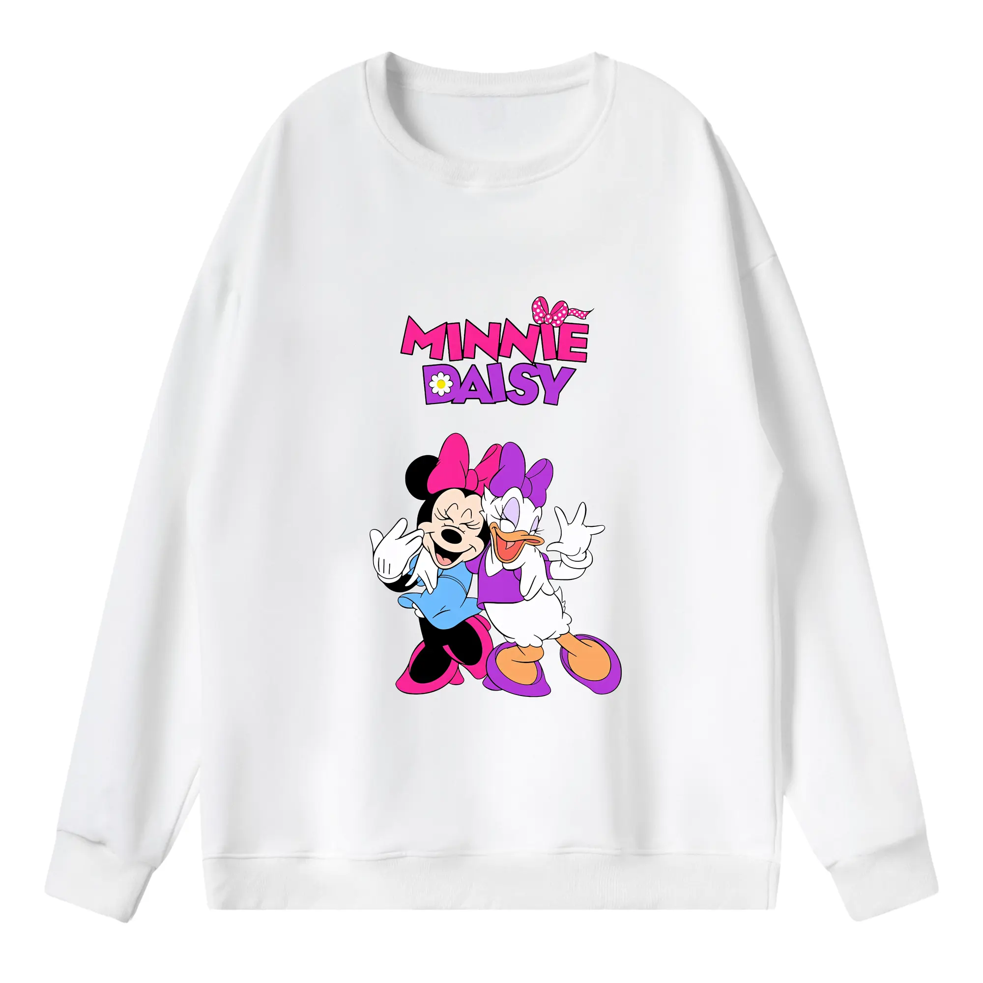 ミッキーマウス（Mickey Mouse） グッズ デイジーダック（Daisy Duck） - 薄手 クルーネック スウェット 裏毛260g · ポリエステル 春秋向け カジュアル 男女兼用 · トレーナー デイリー スポーツ 散歩に最適